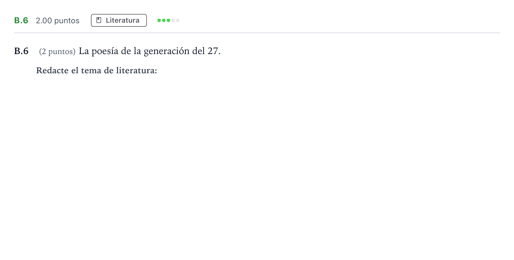 Enunciado: Ejercicio B.6 · Lengua Castellana y Literatura II PAU Madrid Modelo 2022