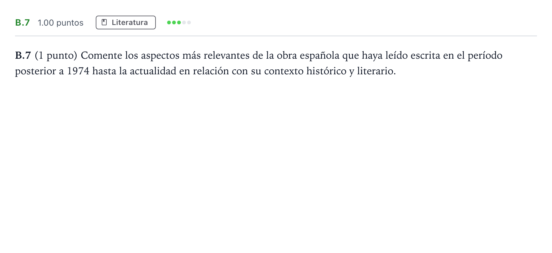 Enunciado: Ejercicio B.7 · Lengua Castellana y Literatura II PAU Madrid Modelo 2022