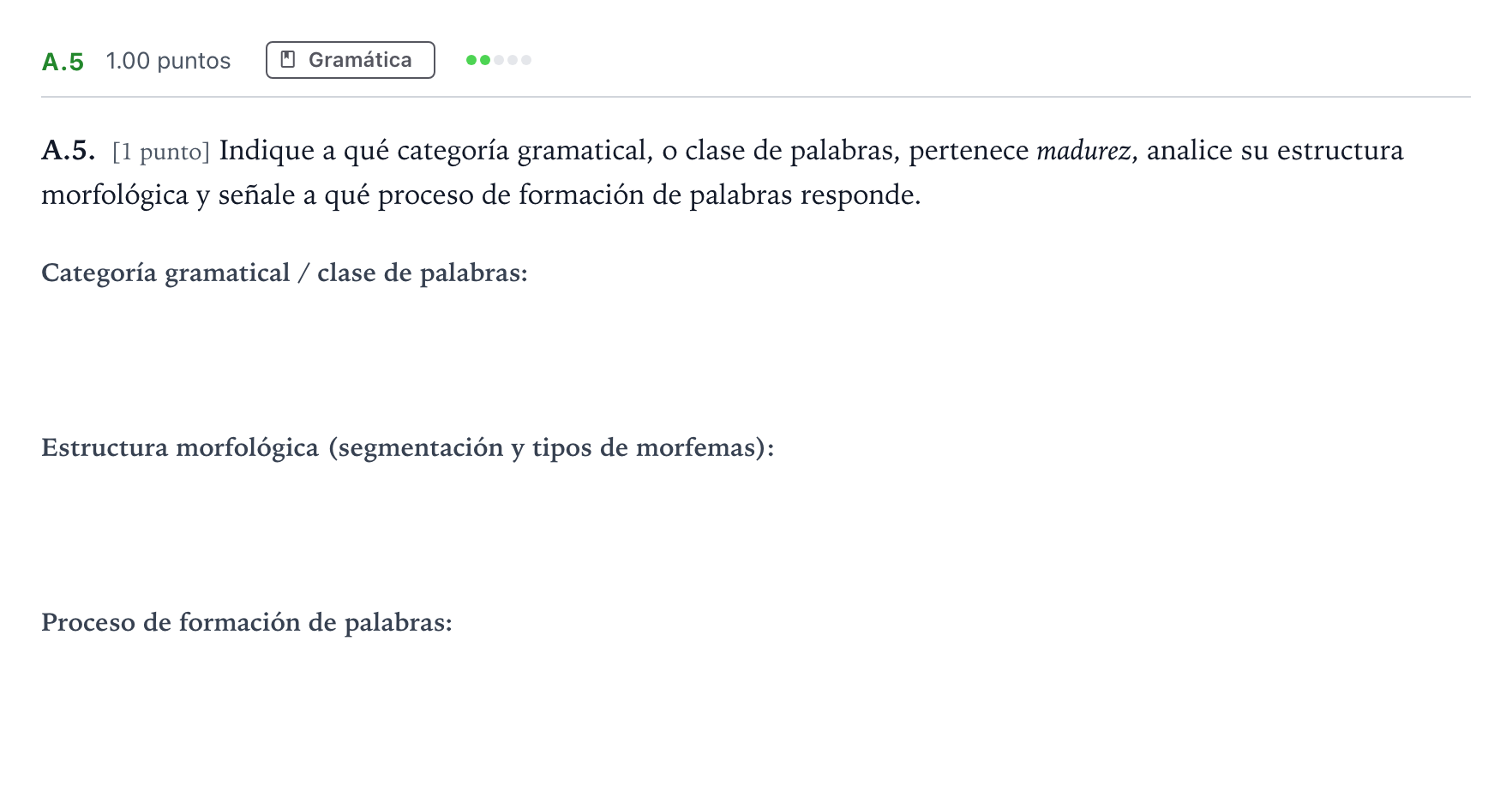 Enunciado: Ejercicio A.5 · Lengua Castellana y Literatura II PAU Madrid Ordinaria Coincidencias 2022