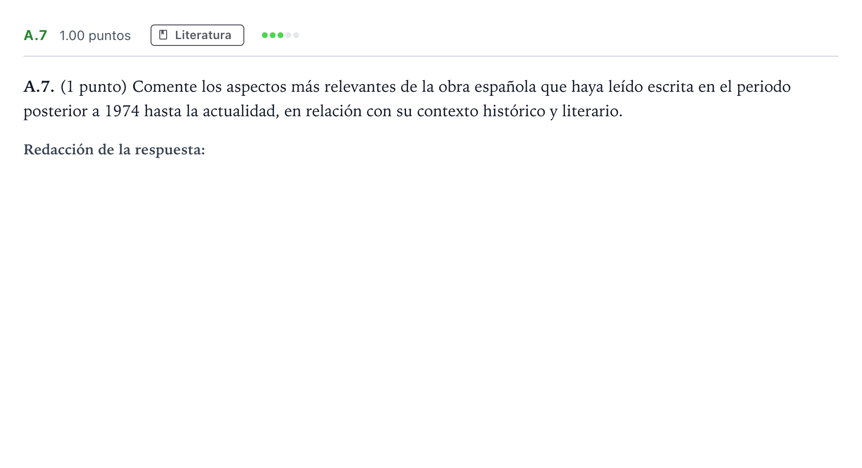Enunciado: Ejercicio A.7 · Lengua Castellana y Literatura II PAU Madrid Ordinaria Coincidencias 2022