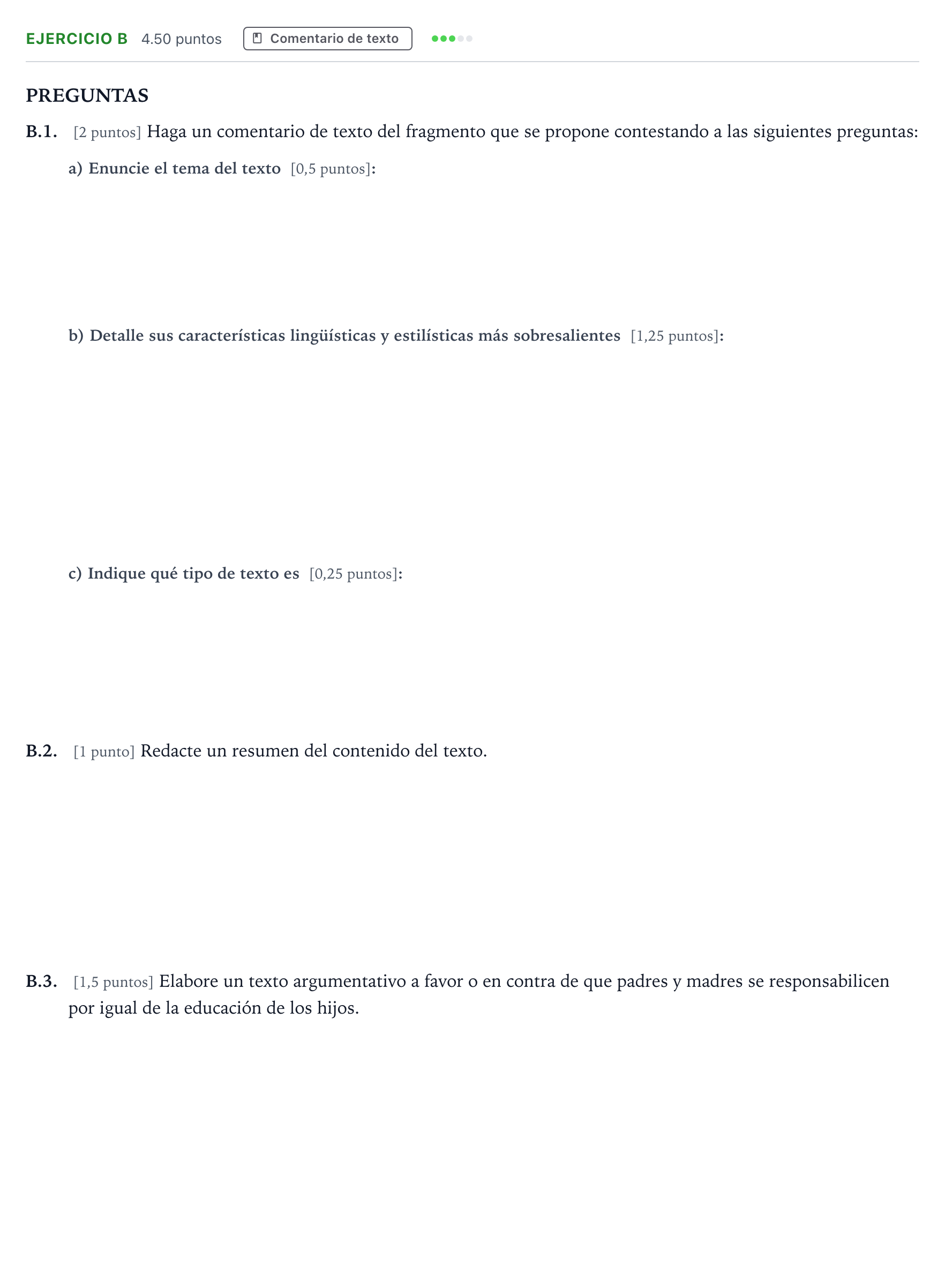 Enunciado: Ejercicio B · Lengua Castellana y Literatura II PAU Madrid Ordinaria Coincidencias 2022