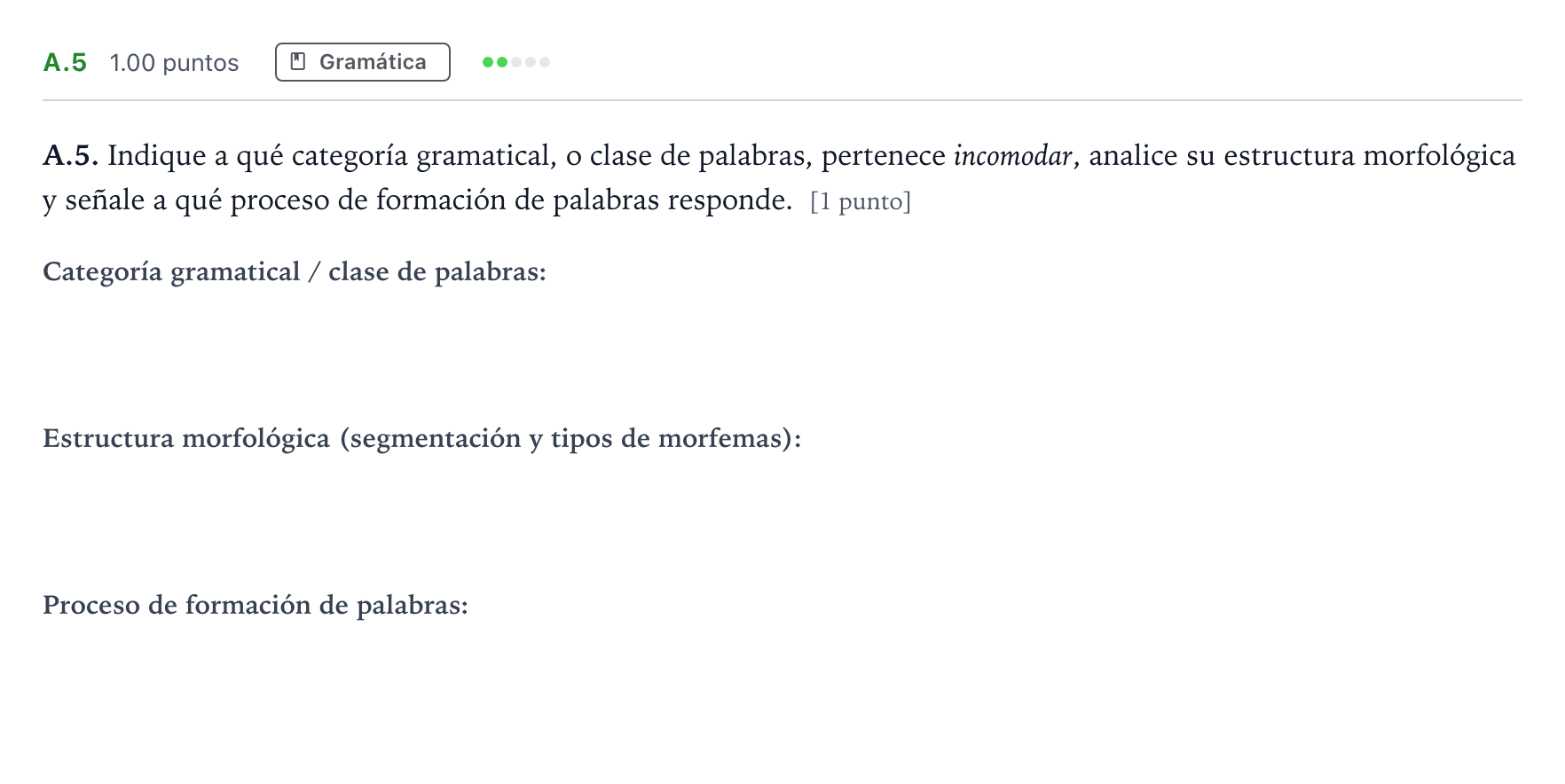 Enunciado: Ejercicio A.5 · Lengua Castellana y Literatura II PAU Madrid Ordinaria Lunes 2022