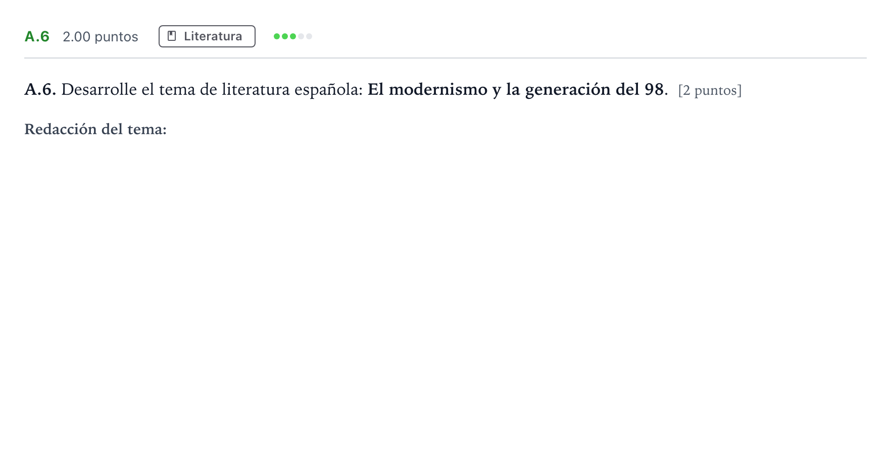 Enunciado: Ejercicio A.6 · Lengua Castellana y Literatura II PAU Madrid Ordinaria Lunes 2022