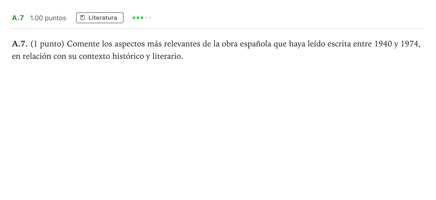 Enunciado: Ejercicio A.7 · Lengua Castellana y Literatura II PAU Madrid Ordinaria Lunes 2022