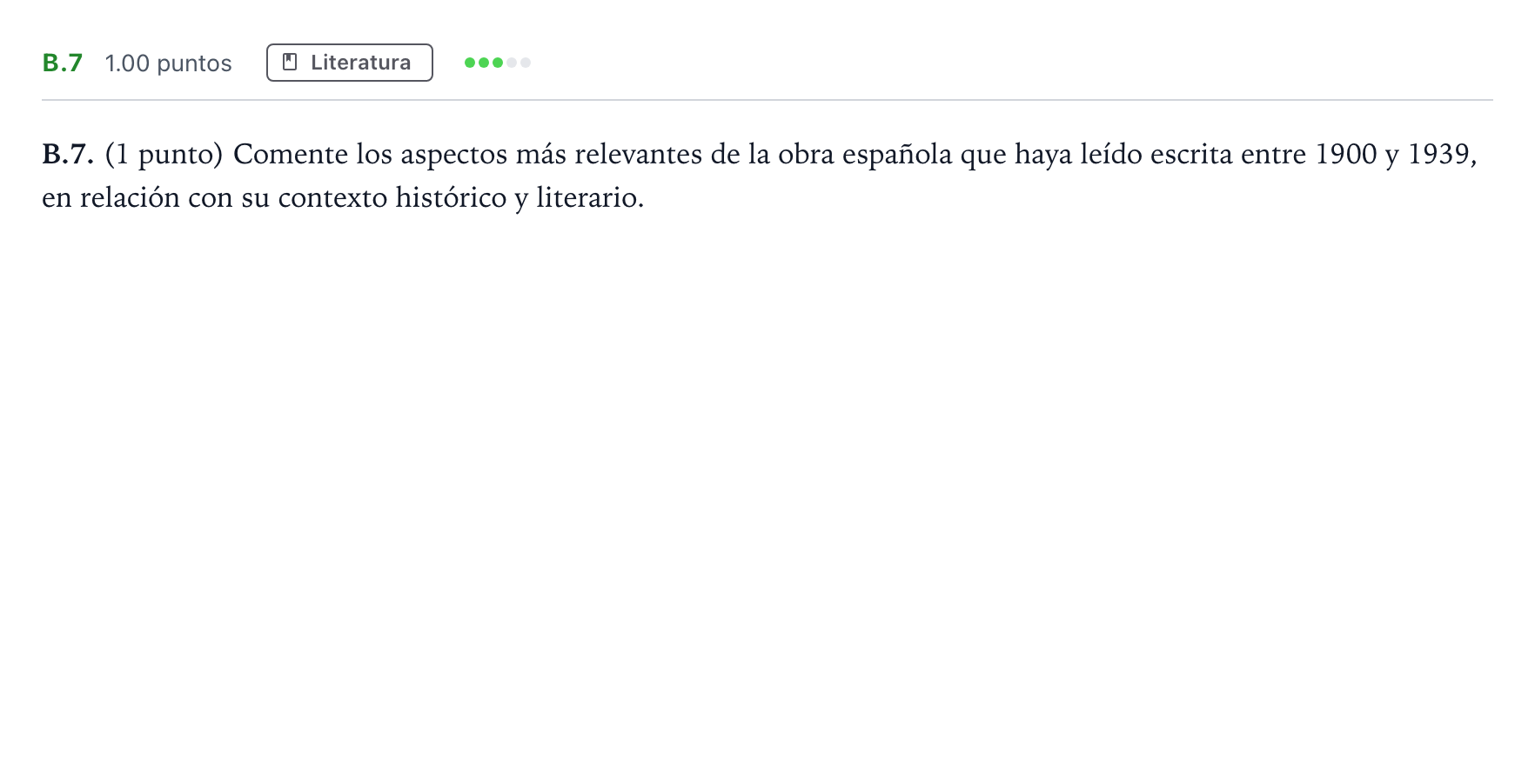 Enunciado: Ejercicio B.7 · Lengua Castellana y Literatura II PAU Madrid Ordinaria Lunes 2022