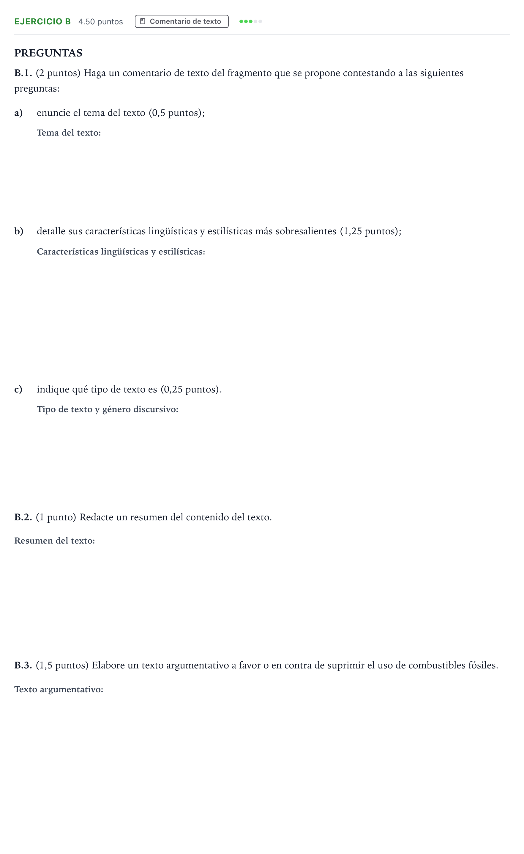 Enunciado: Ejercicio B · Lengua Castellana y Literatura II PAU Madrid Ordinaria Lunes 2022