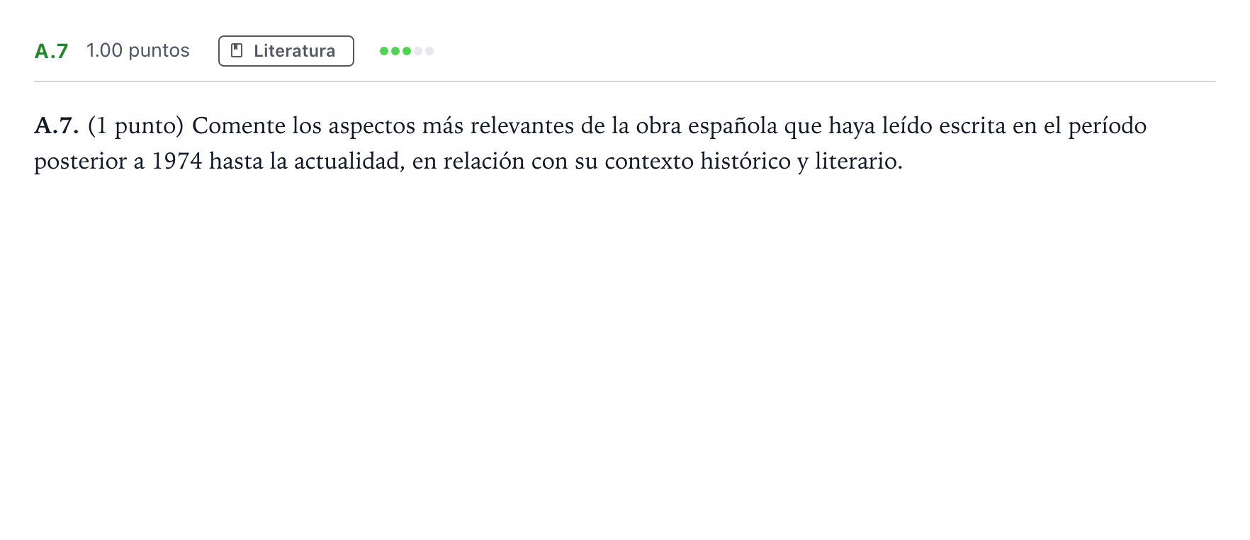 Enunciado: Ejercicio A.7 · Lengua Castellana y Literatura II PAU Madrid Ordinaria Martes 2022