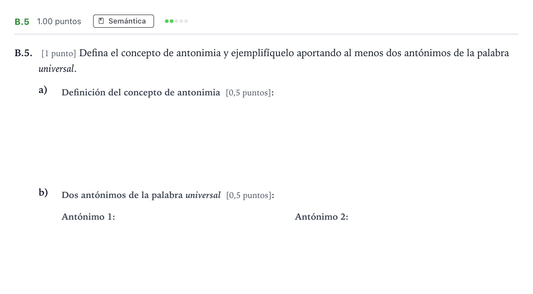 Enunciado: Ejercicio B.5 · Lengua Castellana y Literatura II PAU Madrid Ordinaria Martes 2022