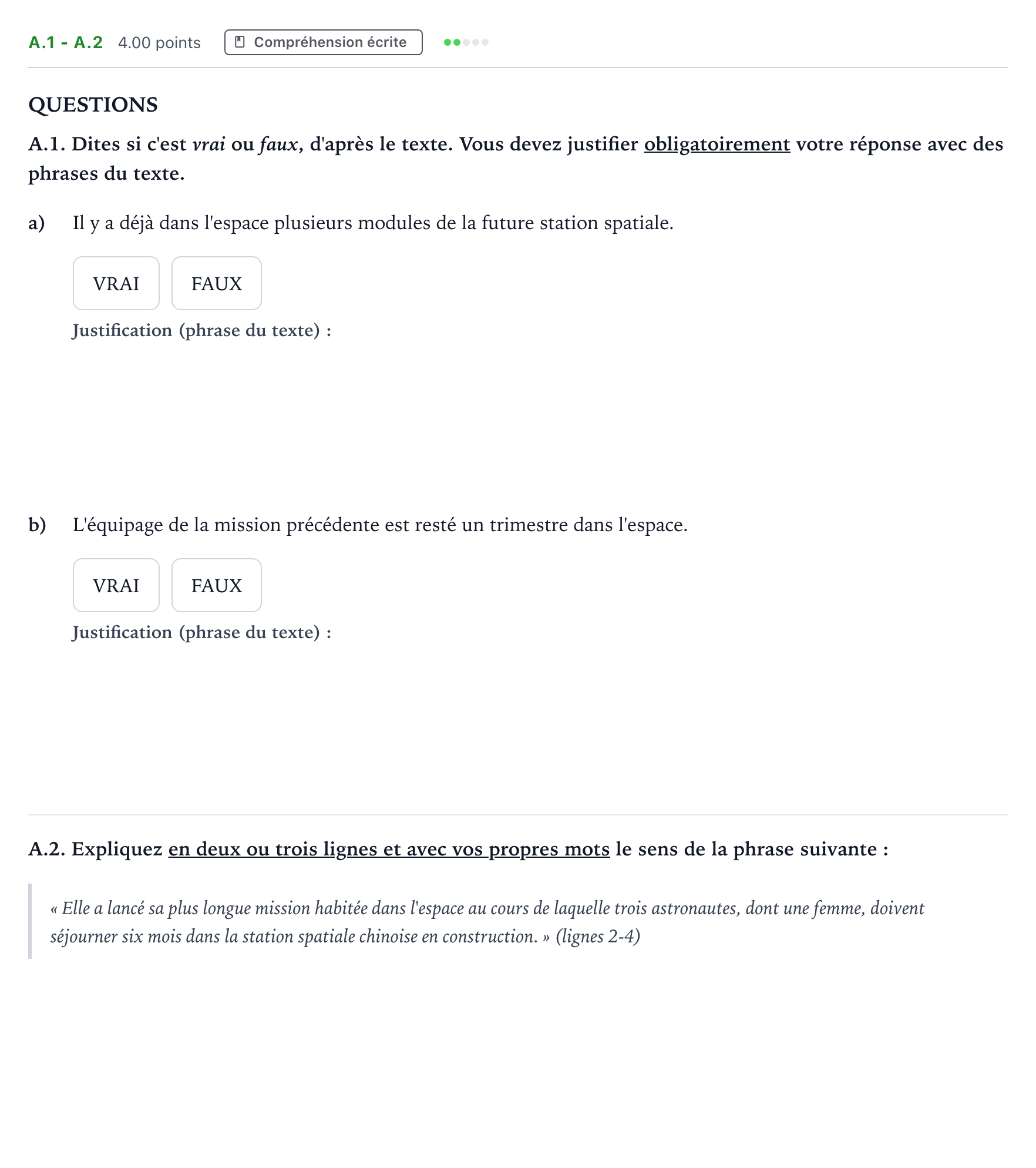 Enunciado: Ejercicio A.1 - A.2 · Francés PAU Madrid Ordinaria (2ª lengua) 2022