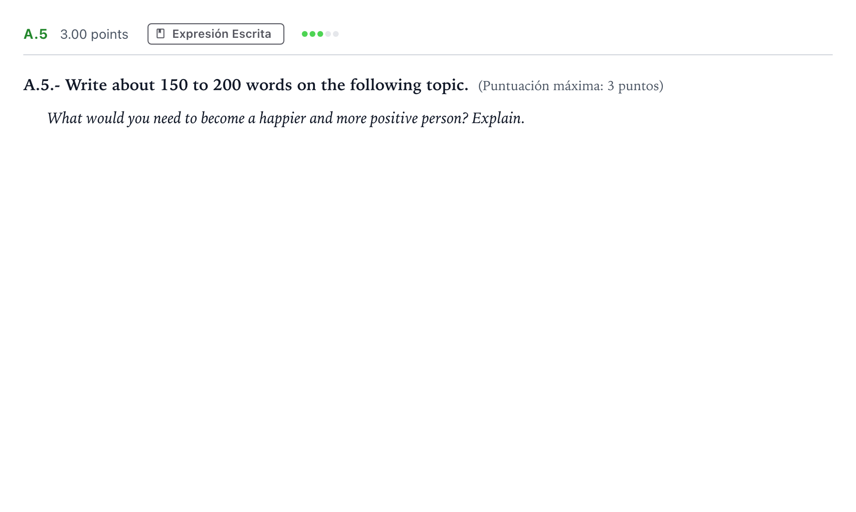 Enunciado: Ejercicio A.5 · Inglés PAU Madrid Ordinaria (2ª lengua) 2022