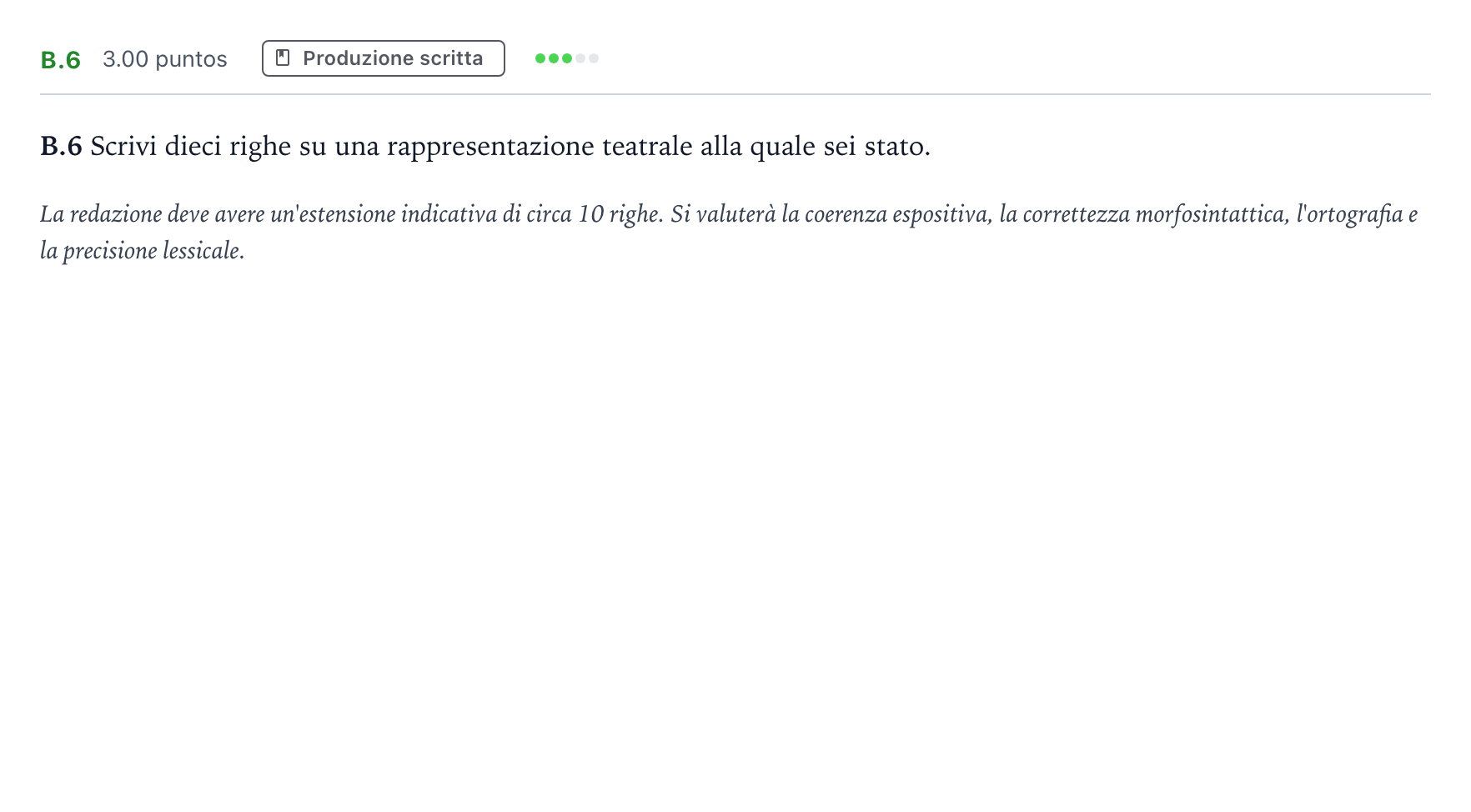Enunciado: Ejercicio B.6 · Italiano PAU Madrid Extraordinaria 2022