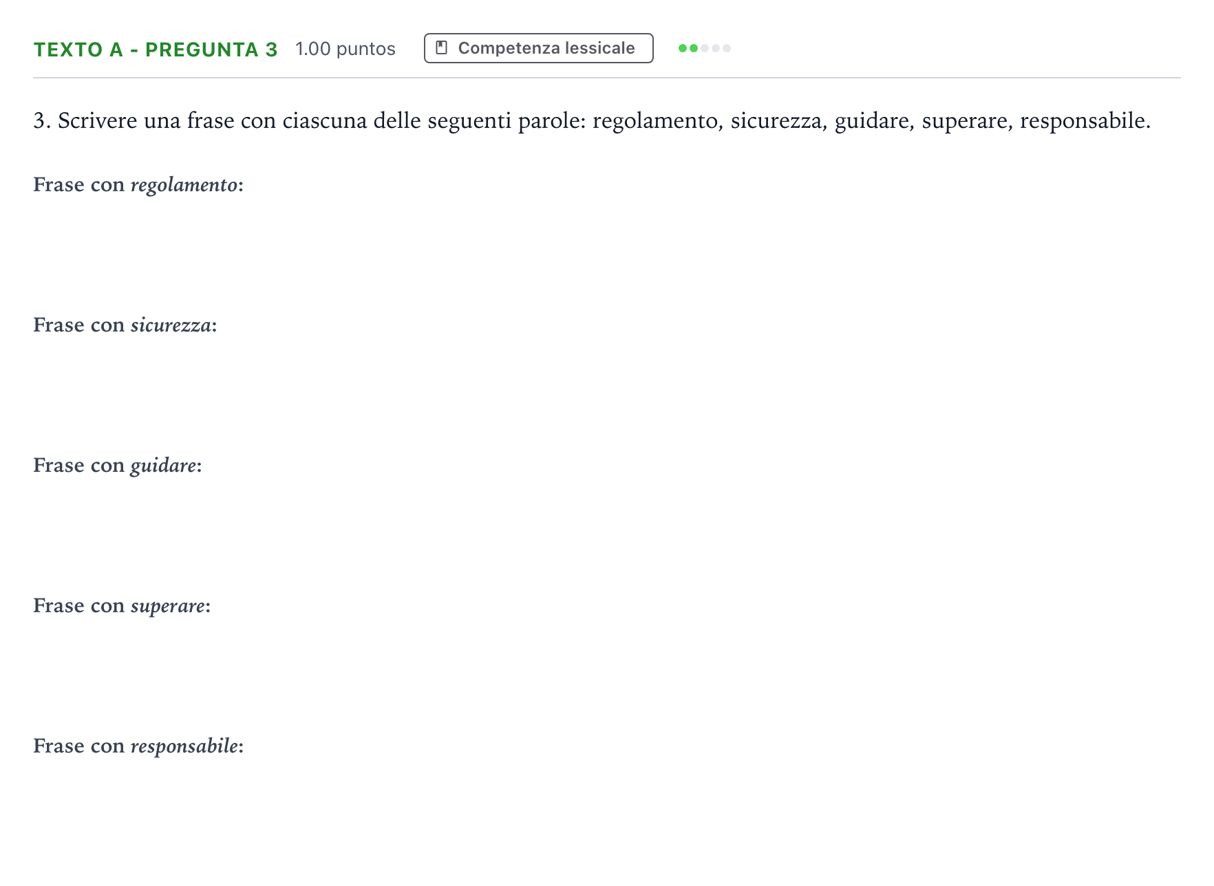 Enunciado: Ejercicio Texto A - Pregunta 3 · Italiano PAU Madrid Modelo 2022