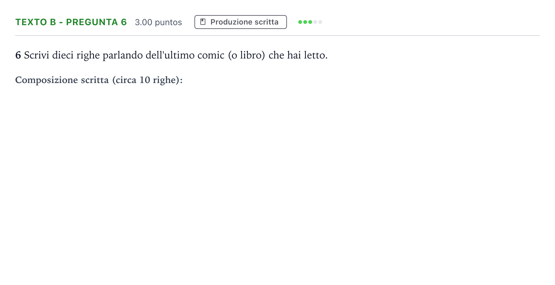 Enunciado: Ejercicio Texto B - Pregunta 6 · Italiano PAU Madrid Modelo 2022