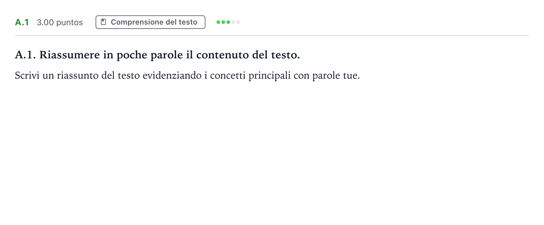 Enunciado: Ejercicio A.1 · Italiano PAU Madrid Ordinaria (2ª lengua) Coincidencias 2022