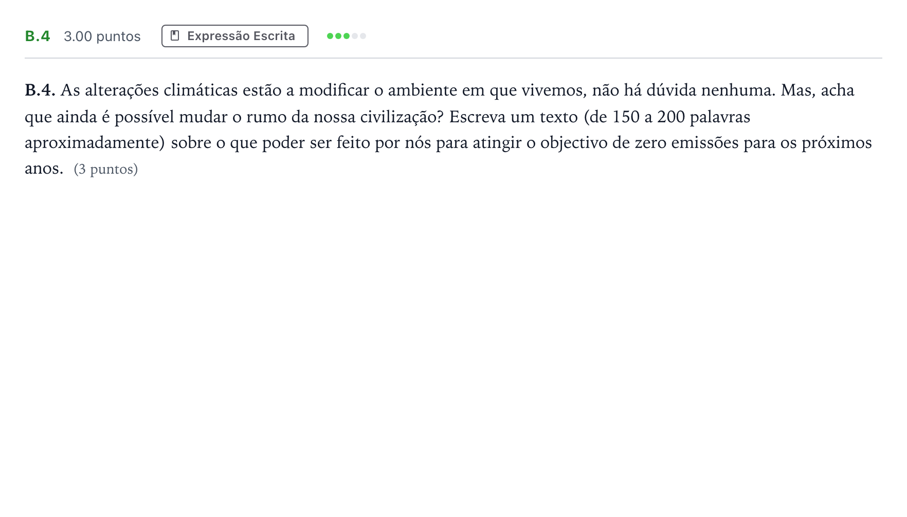 Enunciado: Ejercicio B.4 · Portugués PAU Madrid Modelo 2022