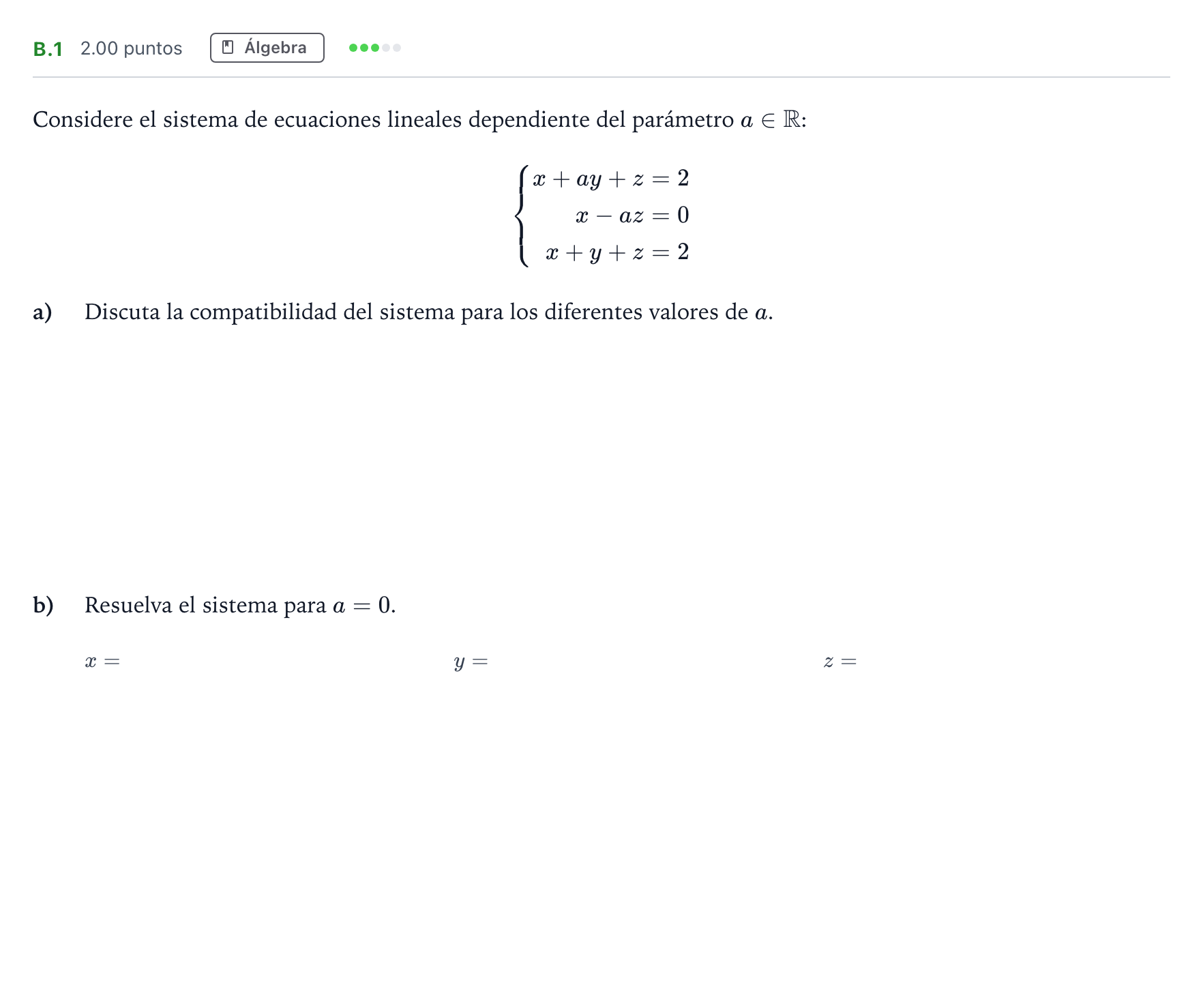 Enunciado: Ejercicio B.1 · Matemáticas aplicadas a las Ciencias Sociales II PAU Madrid Extraordinaria 2022