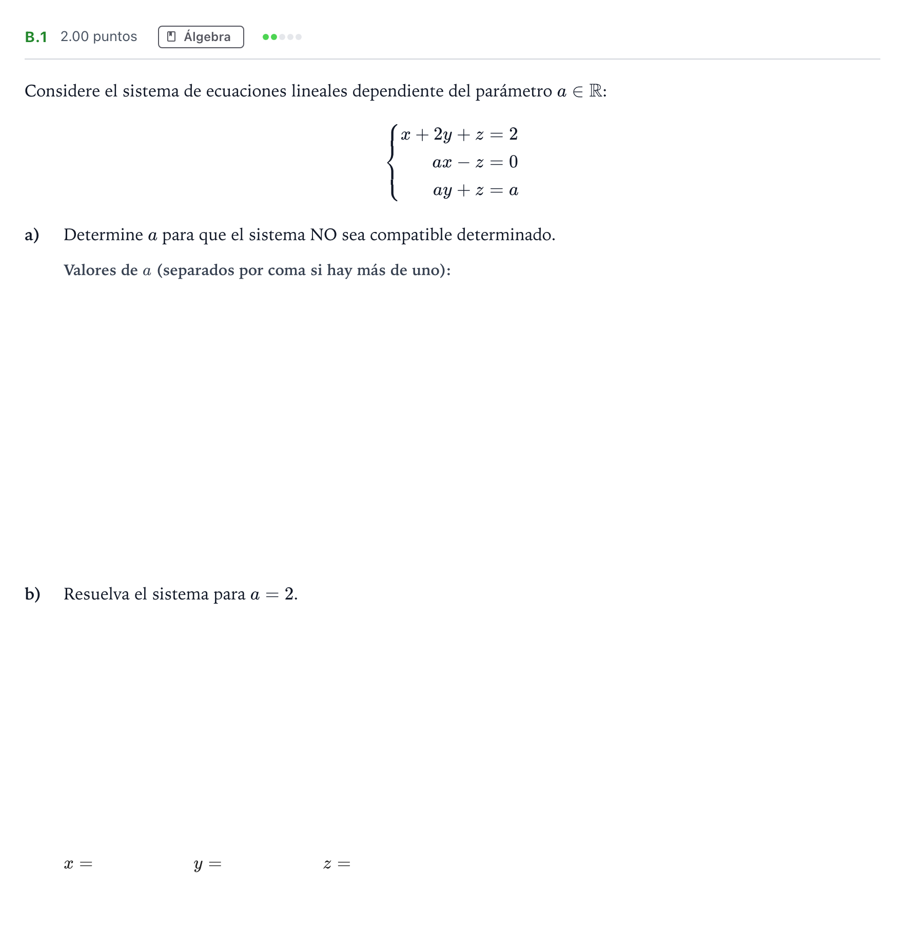 Enunciado: Ejercicio B.1 · Matemáticas aplicadas a las Ciencias Sociales II PAU Madrid Extraordinaria Coincidencias 2022