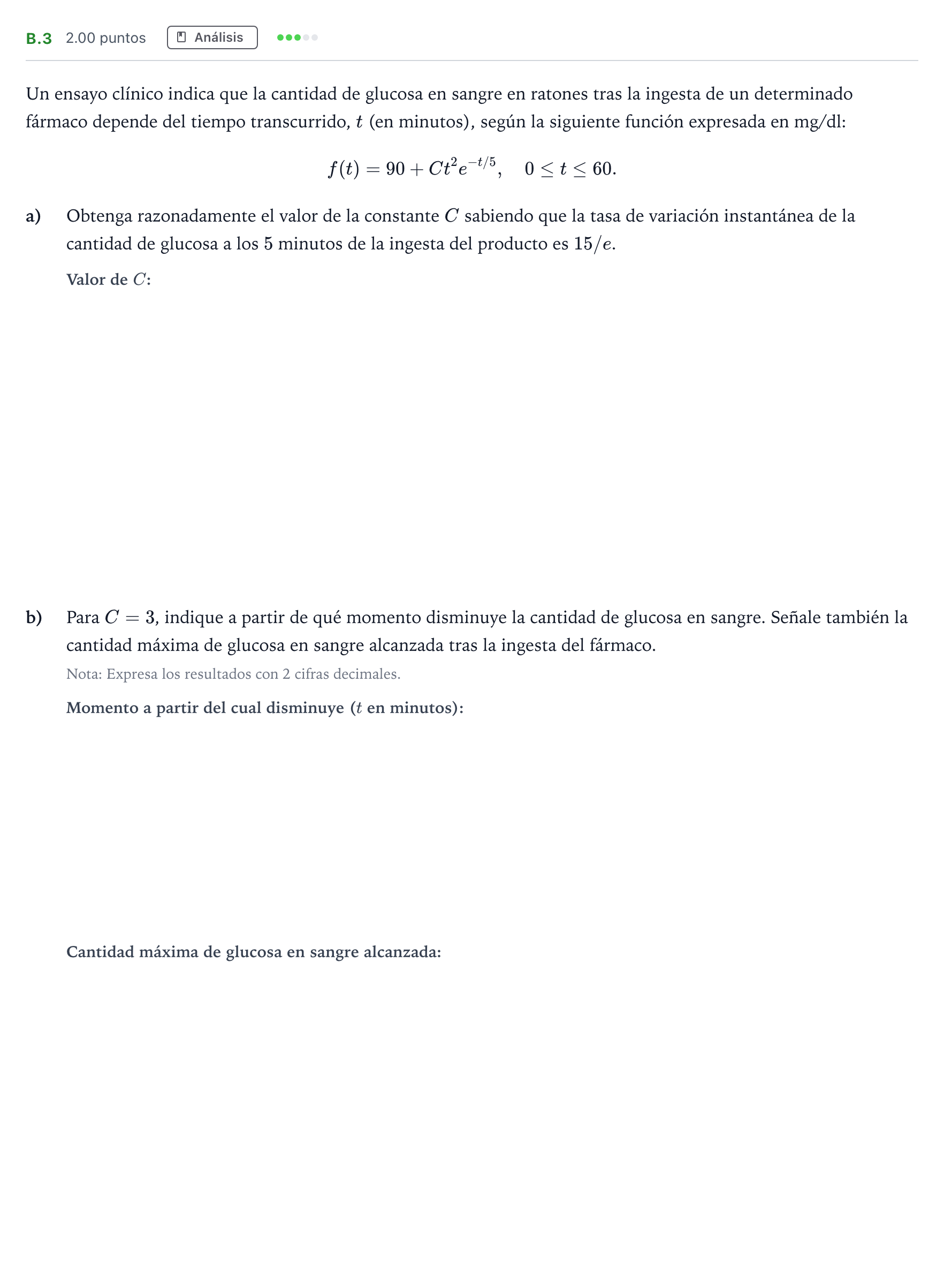 Enunciado: Ejercicio B.3 · Matemáticas aplicadas a las Ciencias Sociales II PAU Madrid Extraordinaria Coincidencias 2022