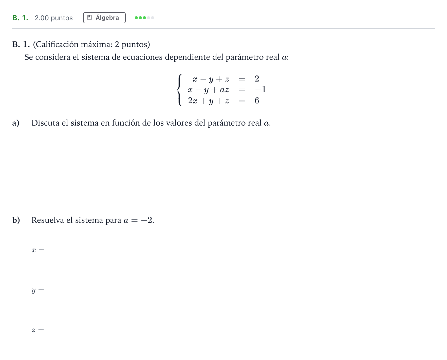 Enunciado: Ejercicio B. 1. · Matemáticas aplicadas a las Ciencias Sociales II PAU Madrid Modelo 2022