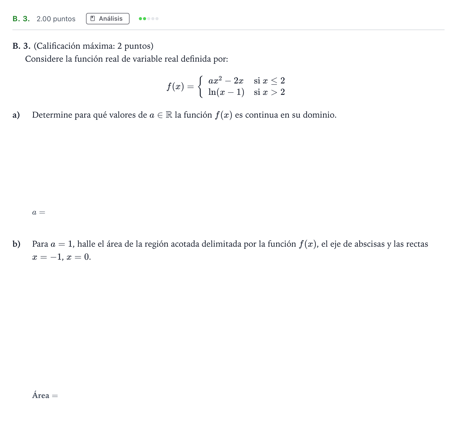 Enunciado: Ejercicio B. 3. · Matemáticas aplicadas a las Ciencias Sociales II PAU Madrid Modelo 2022