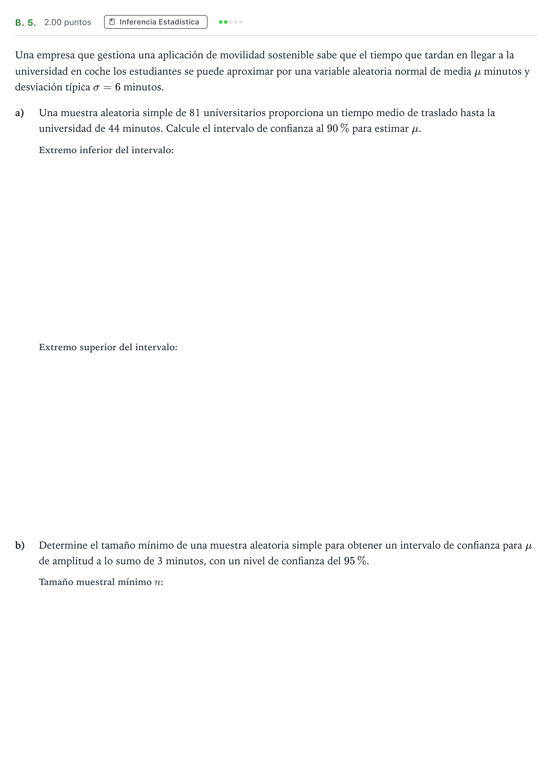 Enunciado: Ejercicio B. 5. · Matemáticas aplicadas a las Ciencias Sociales II PAU Madrid Modelo 2022