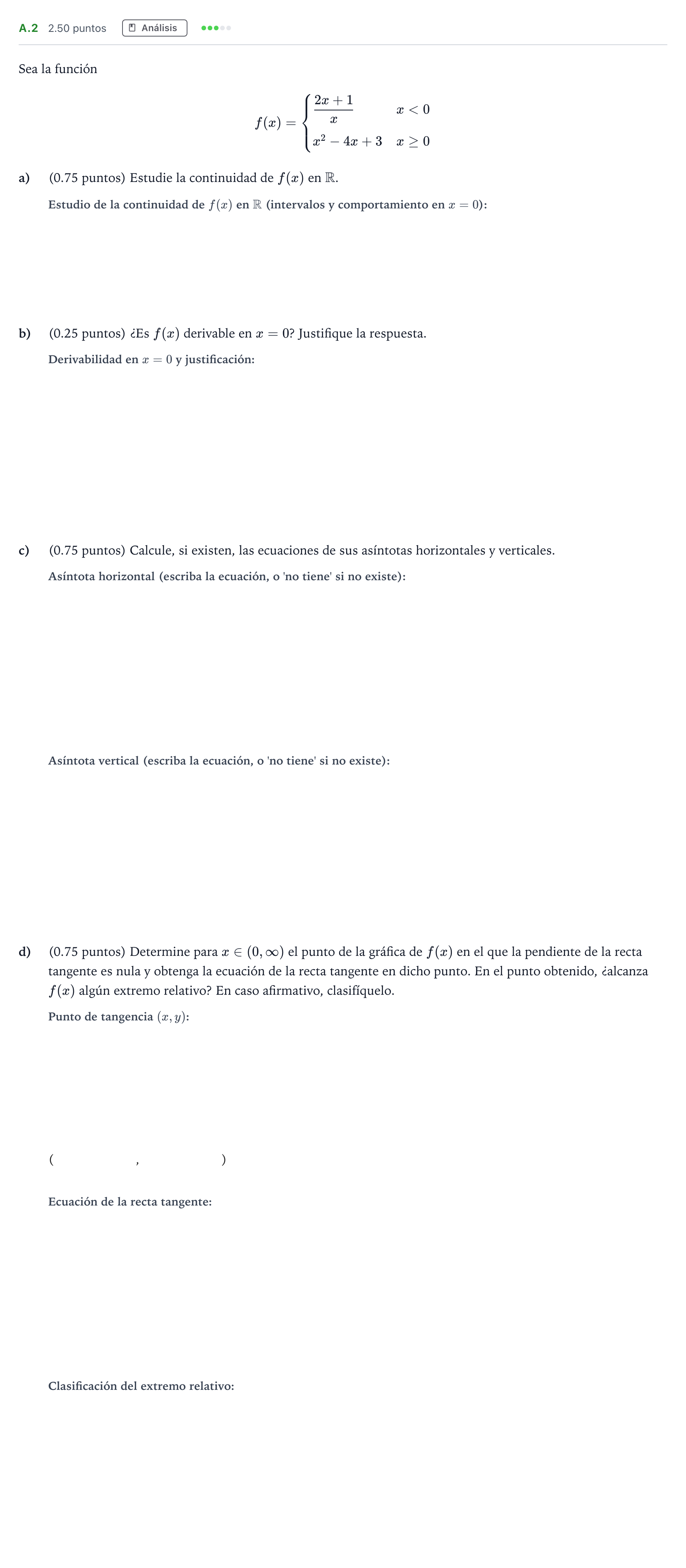 Enunciado: Ejercicio A.2 · Matemáticas II PAU Madrid Extraordinaria 2022