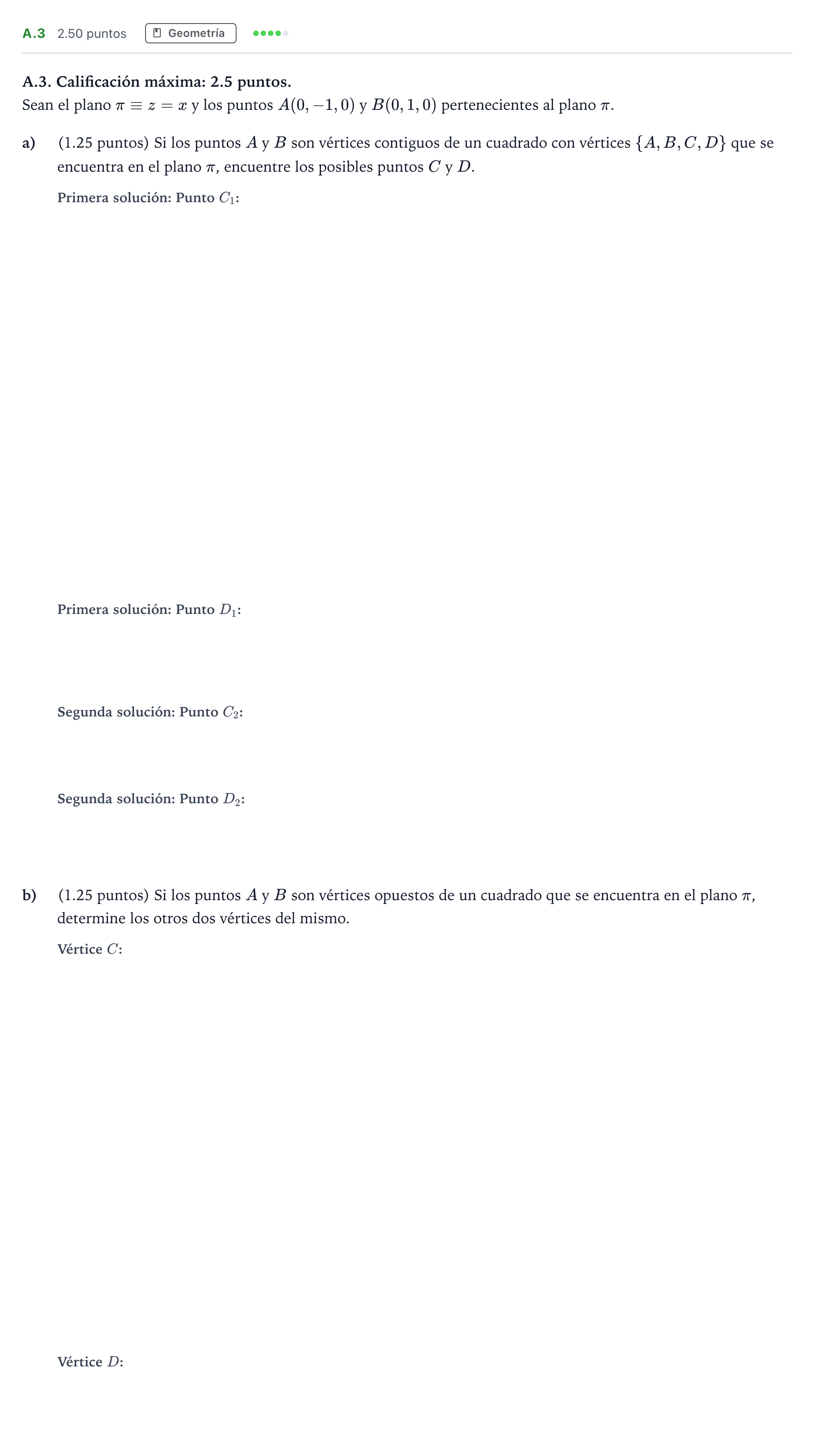 Enunciado: Ejercicio A.3 · Matemáticas II PAU Madrid Extraordinaria 2022