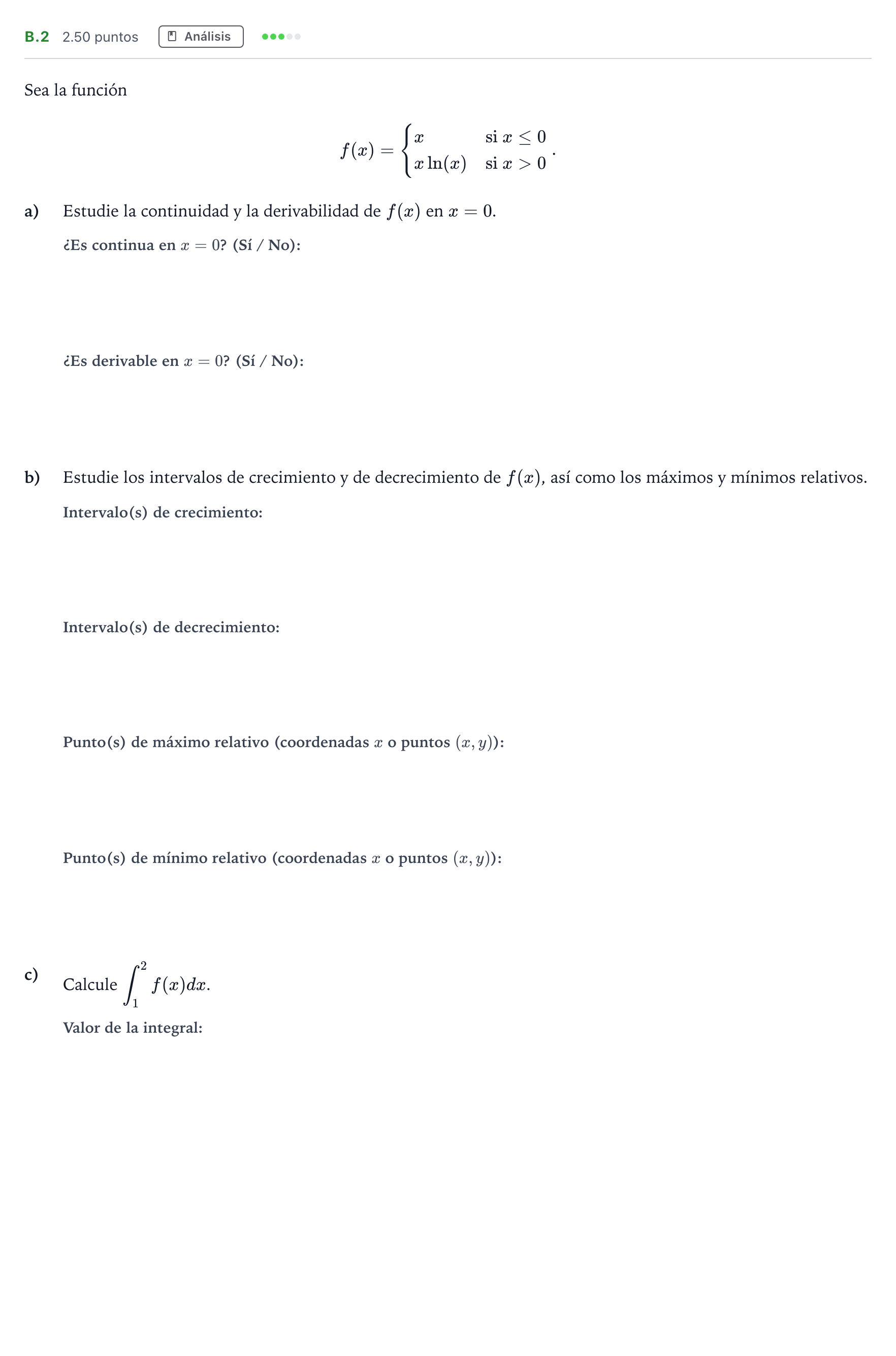 Enunciado: Ejercicio B.2 · Matemáticas II PAU Madrid Extraordinaria 2022