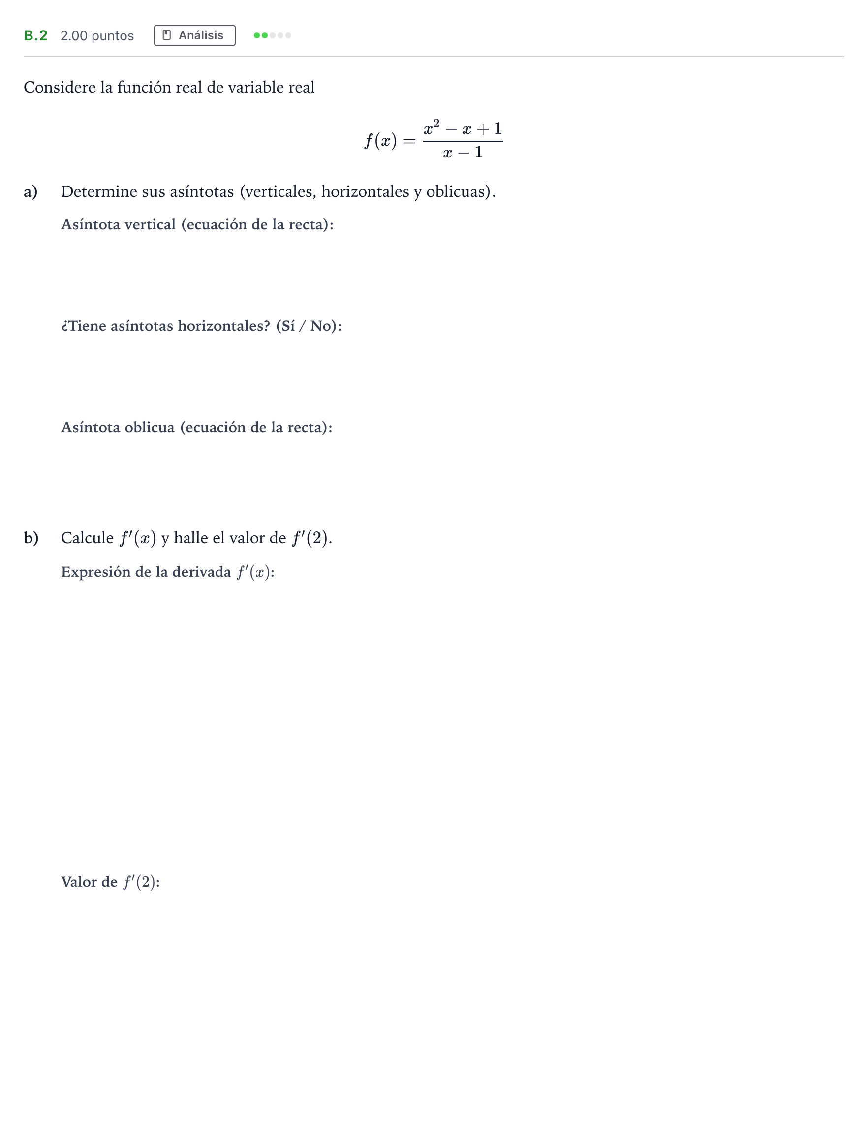 Enunciado: Ejercicio B.2 · Matemáticas aplicadas a las Ciencias Sociales II PAU Madrid Ordinaria 2022