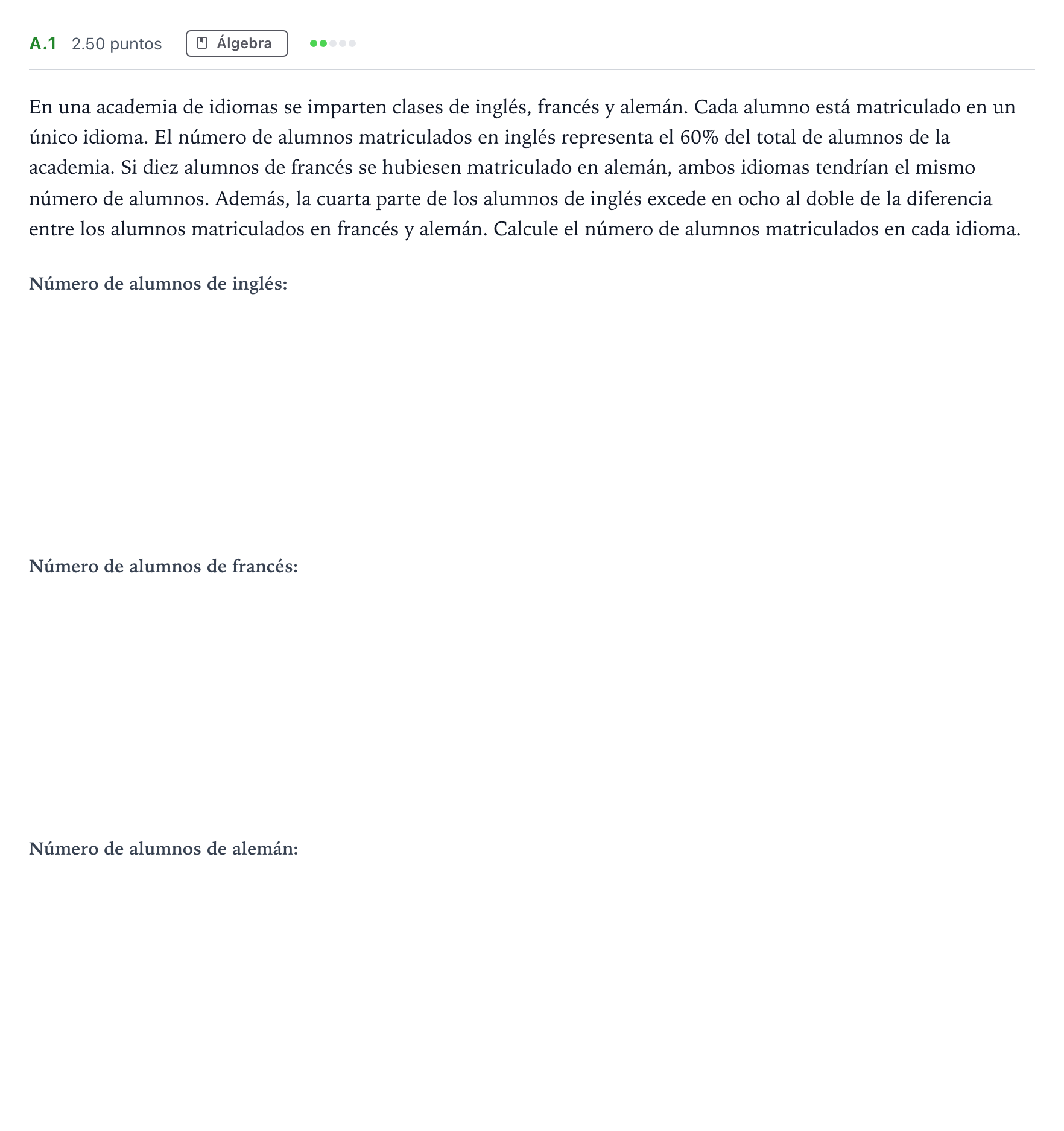 Enunciado: Ejercicio A.1 · Matemáticas II PAU Madrid Modelo 2022