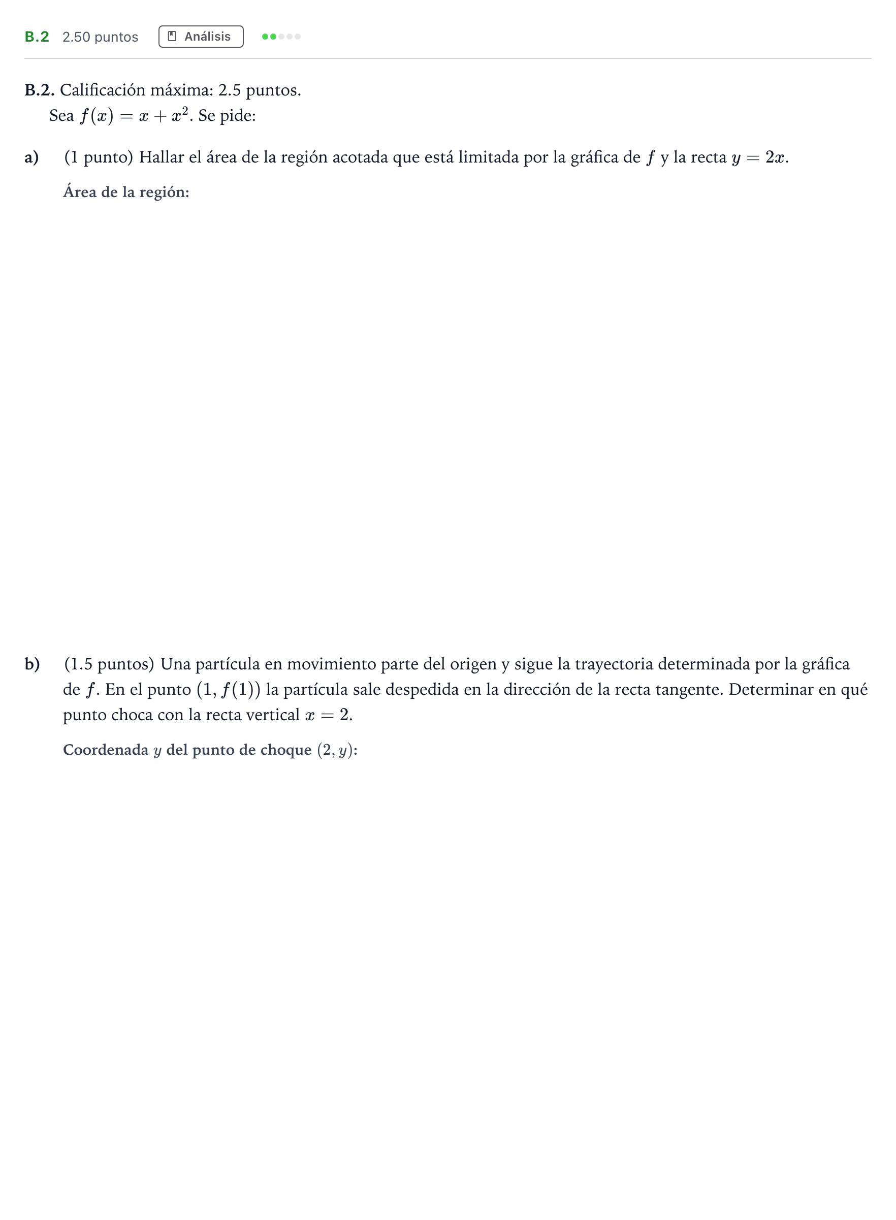 Enunciado: Ejercicio B.2 · Matemáticas II PAU Madrid Modelo 2022