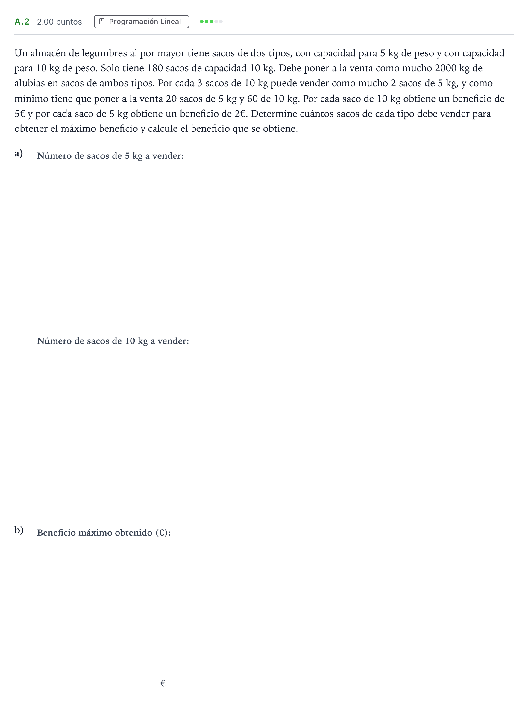 Enunciado: Ejercicio A.2 · Matemáticas aplicadas a las Ciencias Sociales II PAU Madrid Ordinaria Coincidencias 2022