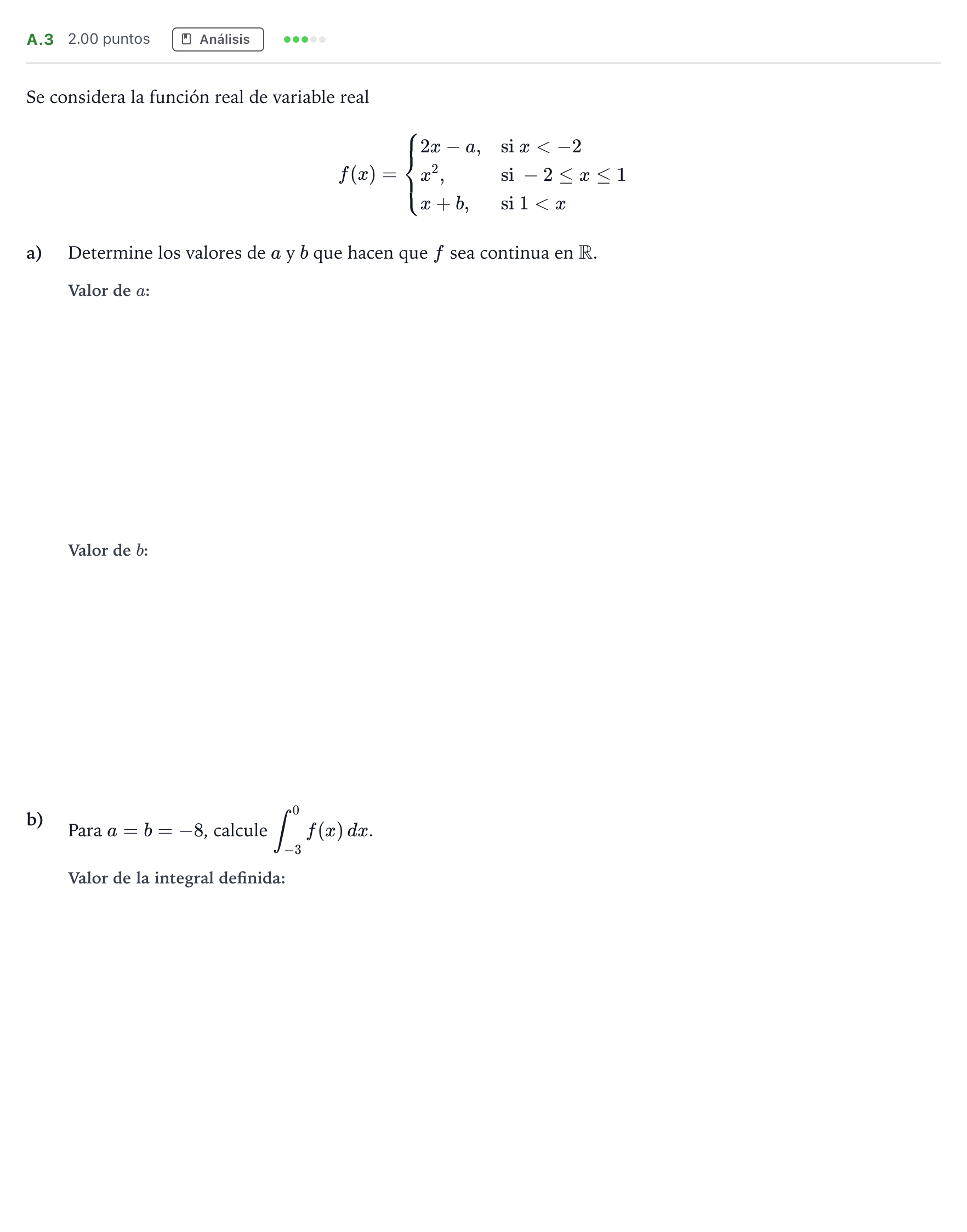 Enunciado: Ejercicio A.3 · Matemáticas aplicadas a las Ciencias Sociales II PAU Madrid Ordinaria Coincidencias 2022