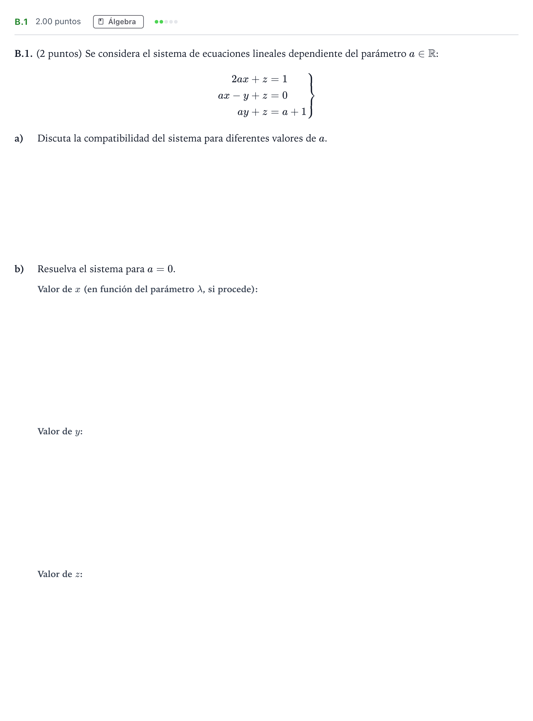 Enunciado: Ejercicio B.1 · Matemáticas aplicadas a las Ciencias Sociales II PAU Madrid Ordinaria Coincidencias 2022