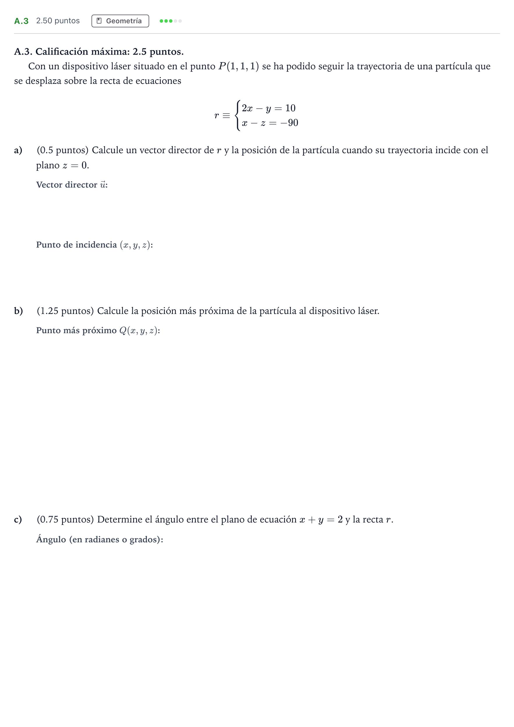 Enunciado: Ejercicio A.3 · Matemáticas II PAU Madrid Ordinaria 2022