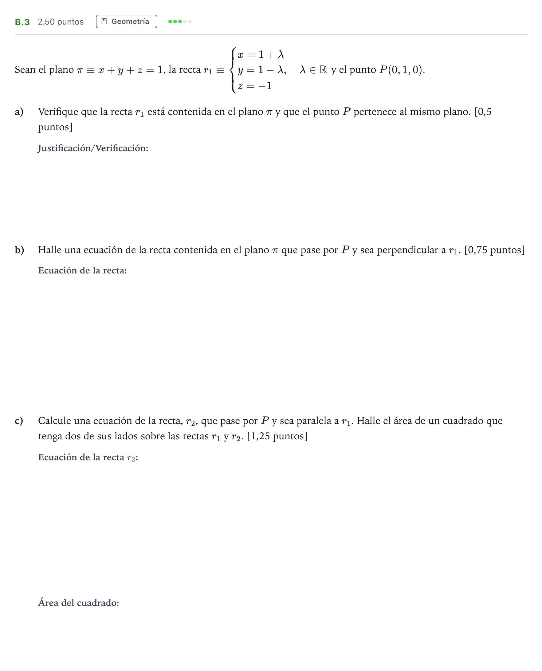 Enunciado: Ejercicio B.3 · Matemáticas II PAU Madrid Ordinaria 2022