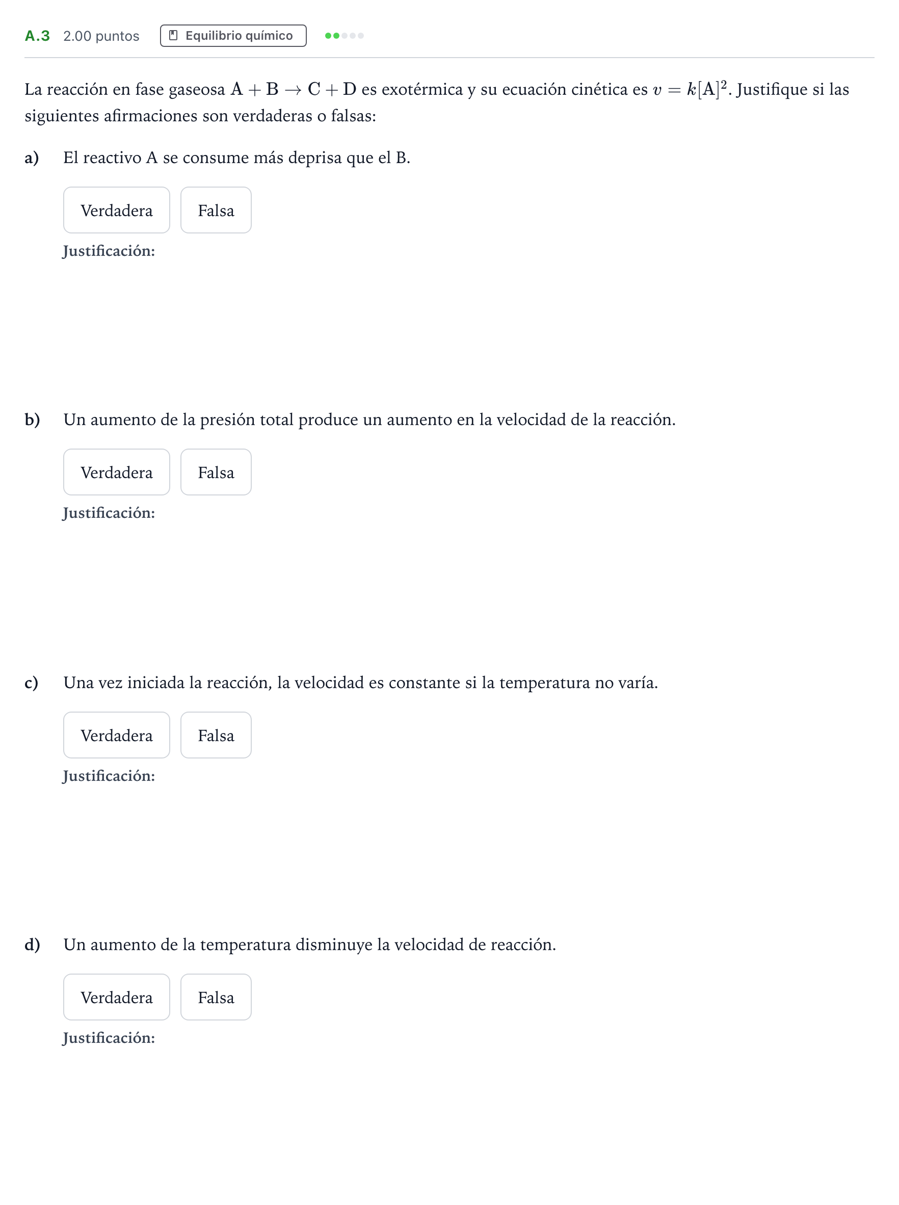 Enunciado: Ejercicio A.3 · Química PAU Madrid Modelo 2022