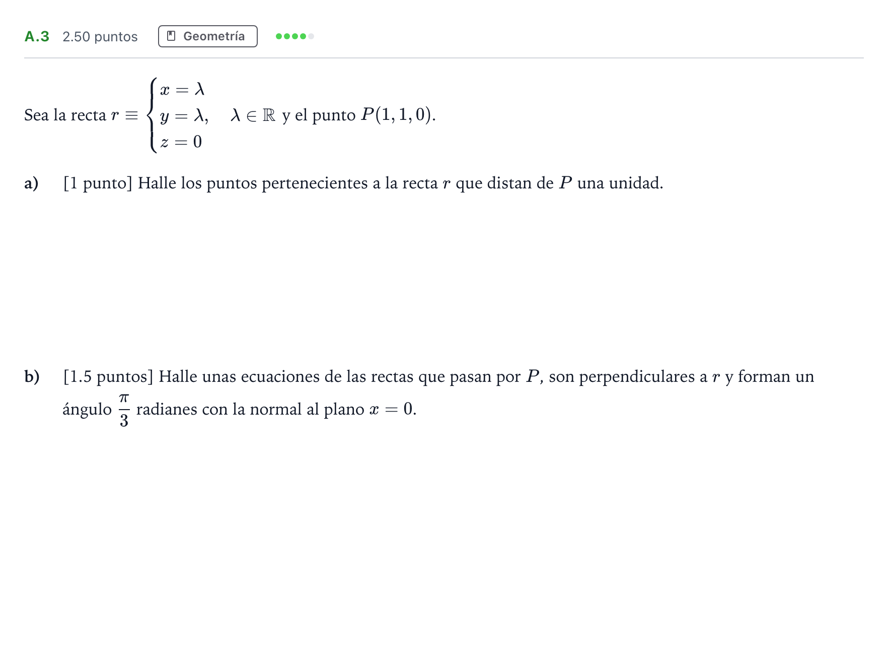 Enunciado: Ejercicio A.3 · Matemáticas II PAU Madrid Ordinaria Coincidencias 2022