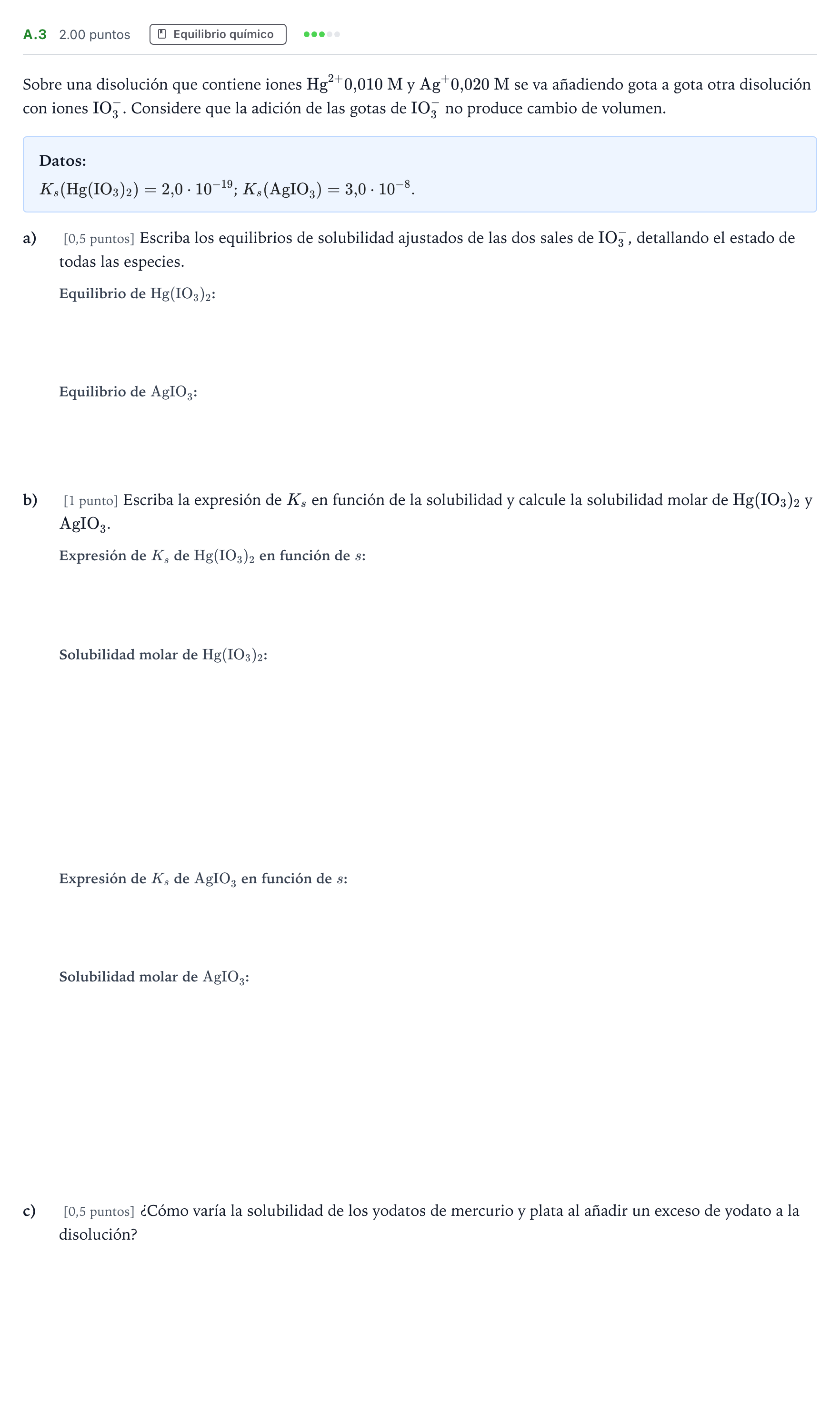 Enunciado: Ejercicio A.3 · Química PAU Madrid Ordinaria 2022