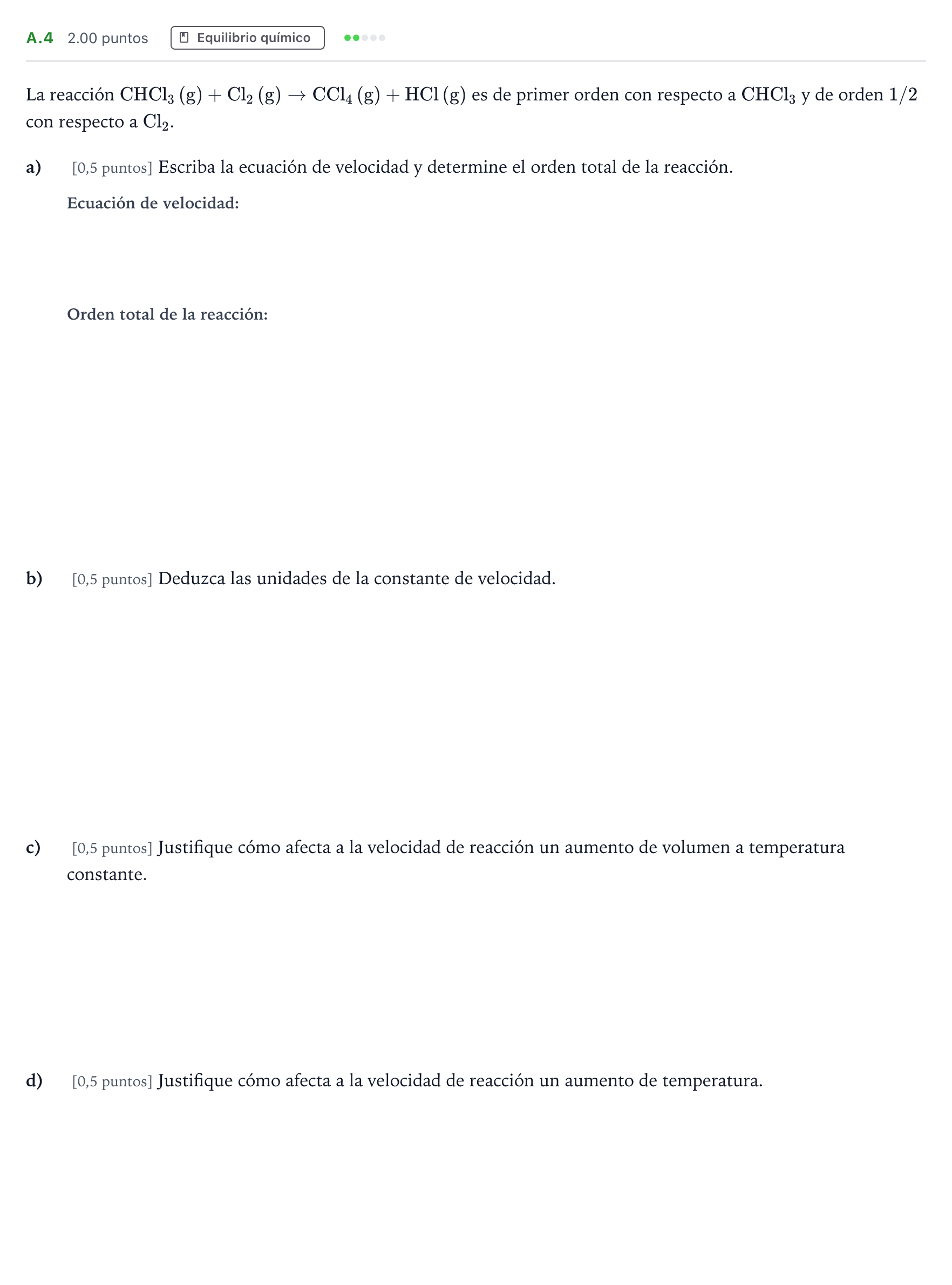 Enunciado: Ejercicio A.4 · Química PAU Madrid Ordinaria 2022