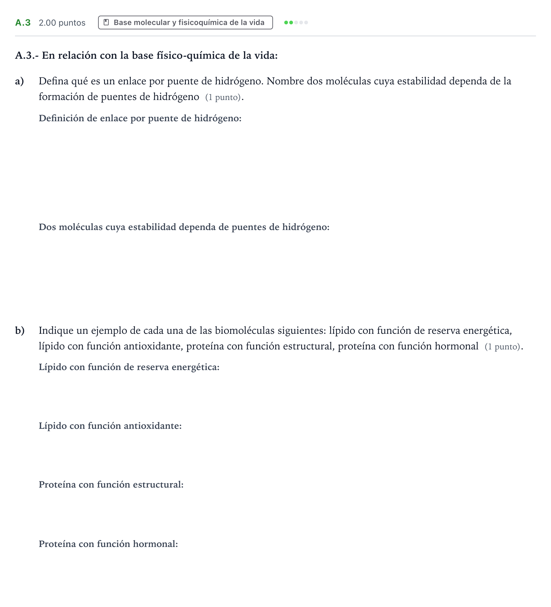Enunciado: Ejercicio A.3 · Biología PAU Madrid Extraordinaria 2023