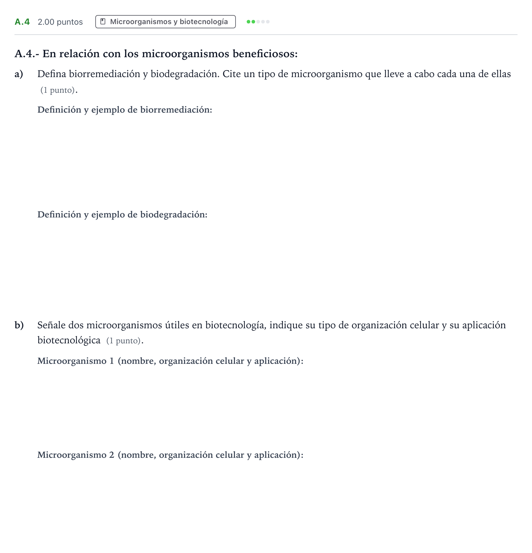 Enunciado: Ejercicio A.4 · Biología PAU Madrid Extraordinaria 2023