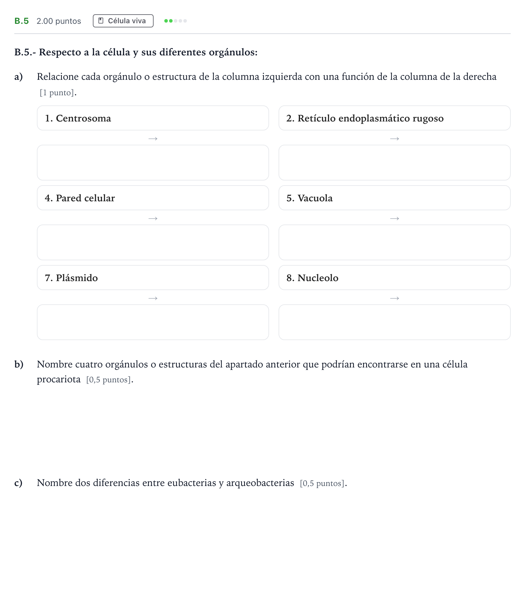 Enunciado: Ejercicio B.5 · Biología PAU Madrid Modelo 2023