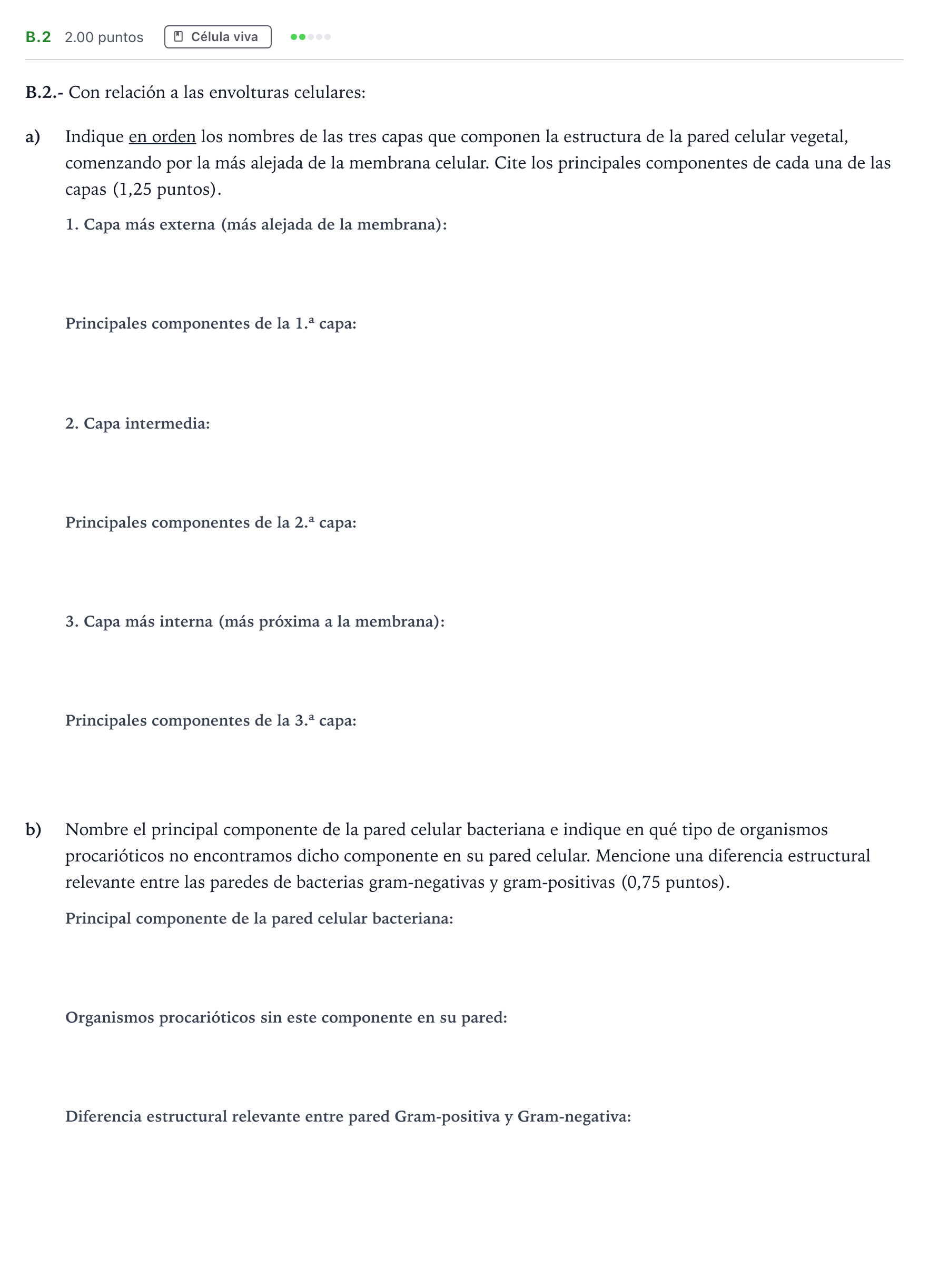Enunciado: Ejercicio B.2 · Biología PAU Madrid Ordinaria 2023