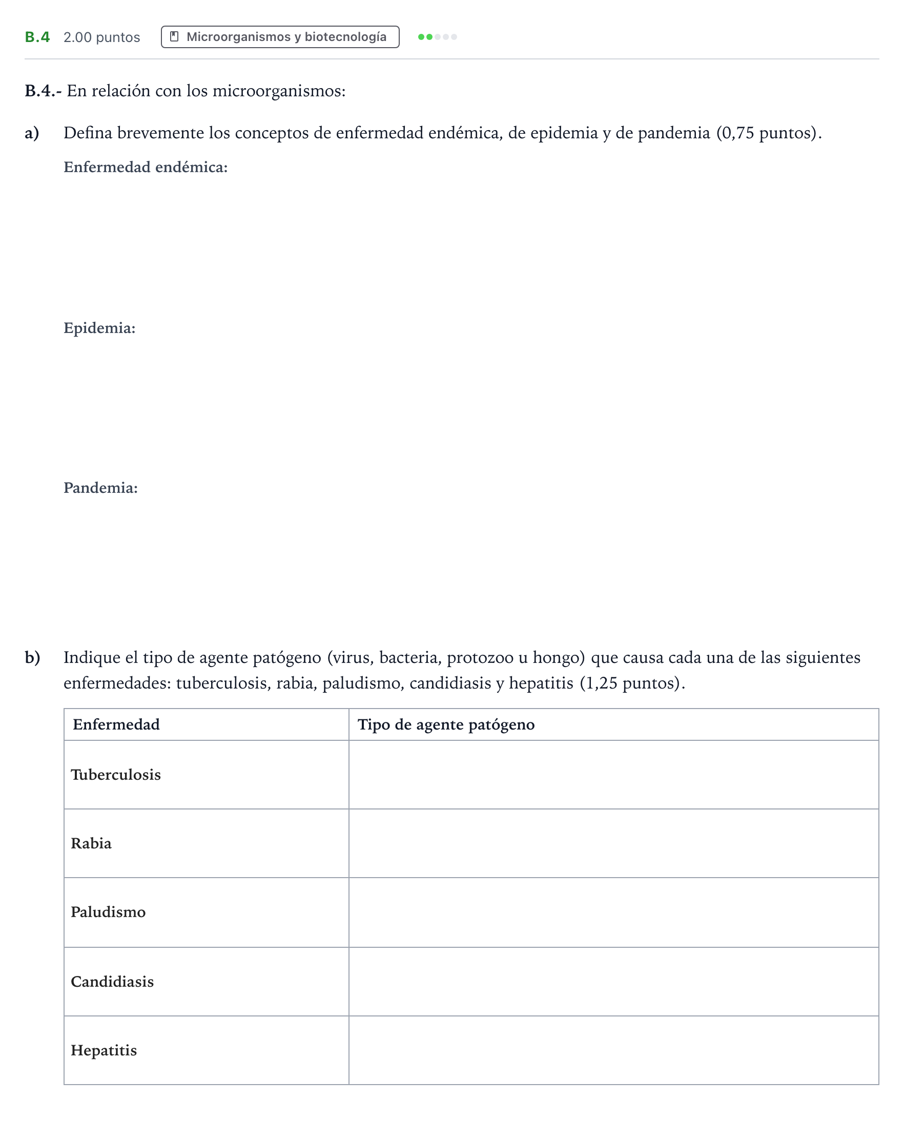 Enunciado: Ejercicio B.4 · Biología PAU Madrid Ordinaria 2023