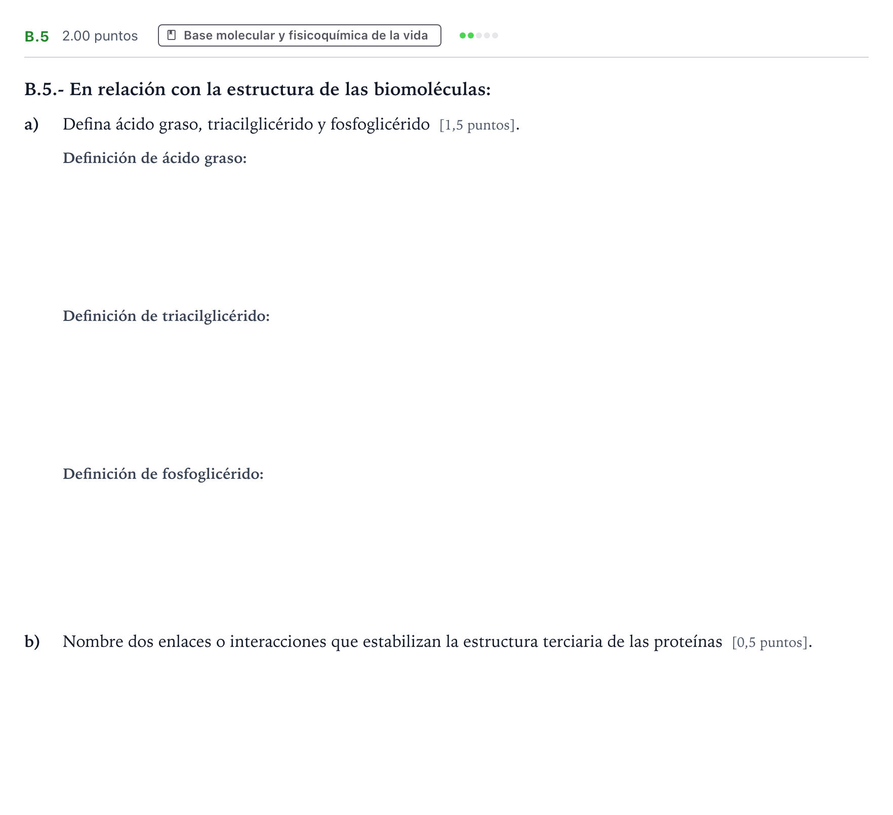 Enunciado: Ejercicio B.5 · Biología PAU Madrid Ordinaria 2023