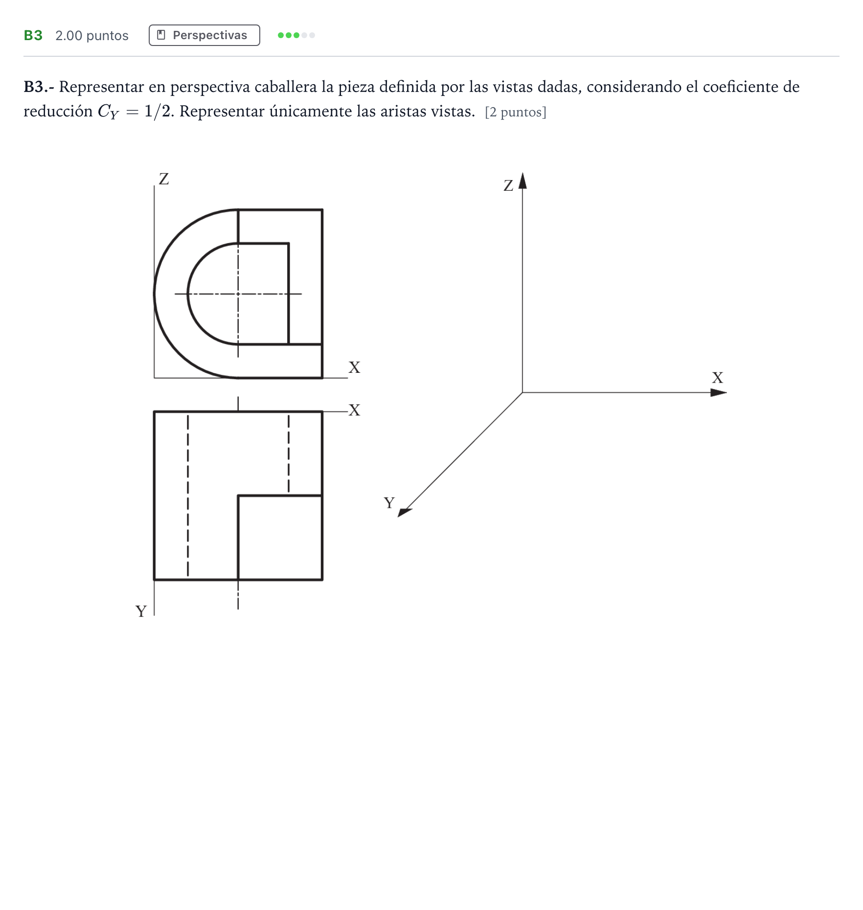 Enunciado: Ejercicio B3 · Dibujo técnico II PAU Madrid Extraordinaria 2023