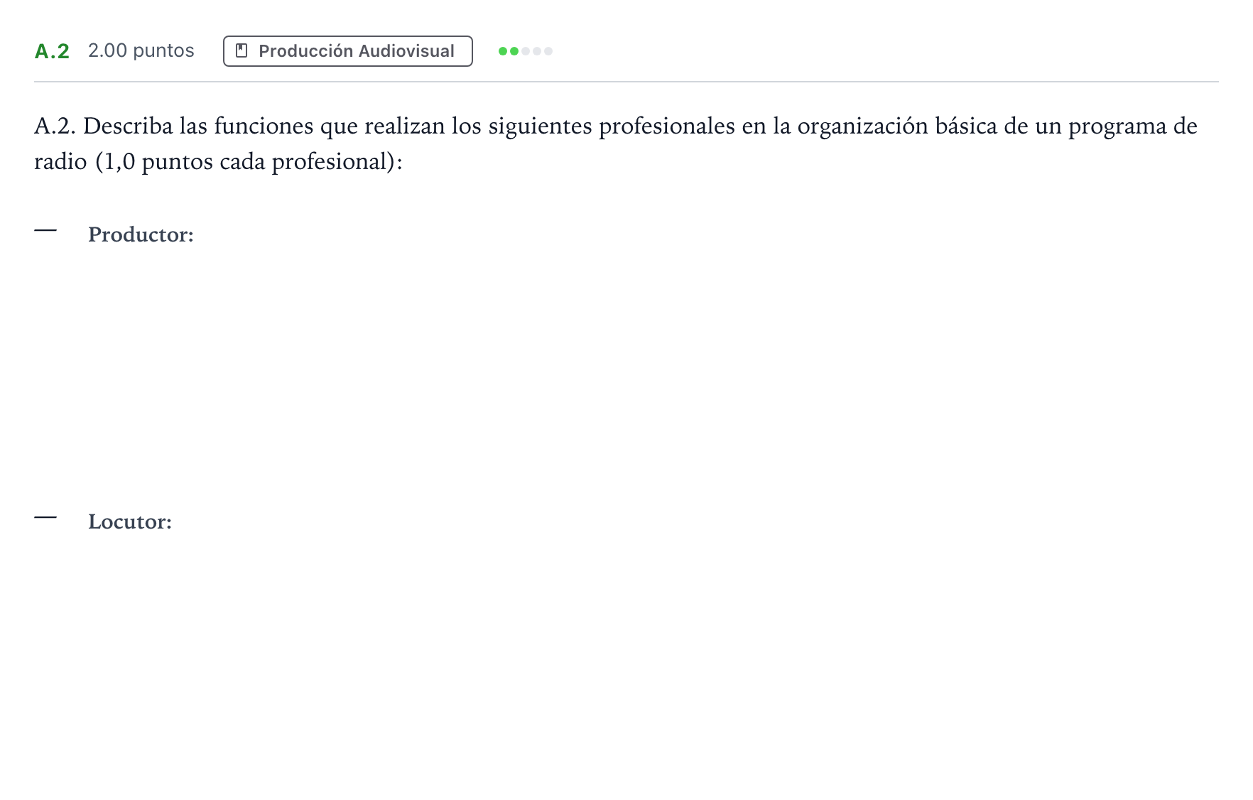 Enunciado: Ejercicio A.2 · Cultura Audiovisual II PAU Madrid Modelo 2023