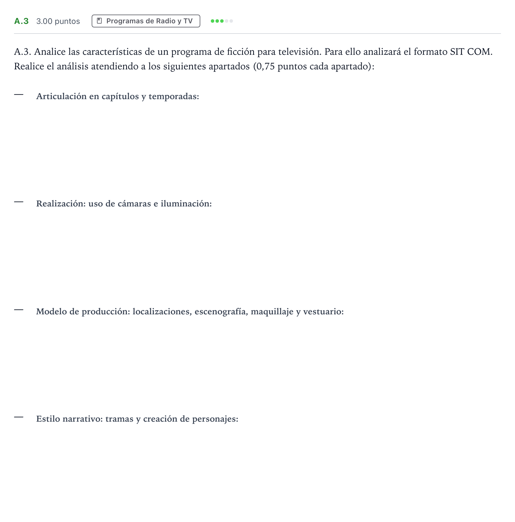 Enunciado: Ejercicio A.3 · Cultura Audiovisual II PAU Madrid Modelo 2023