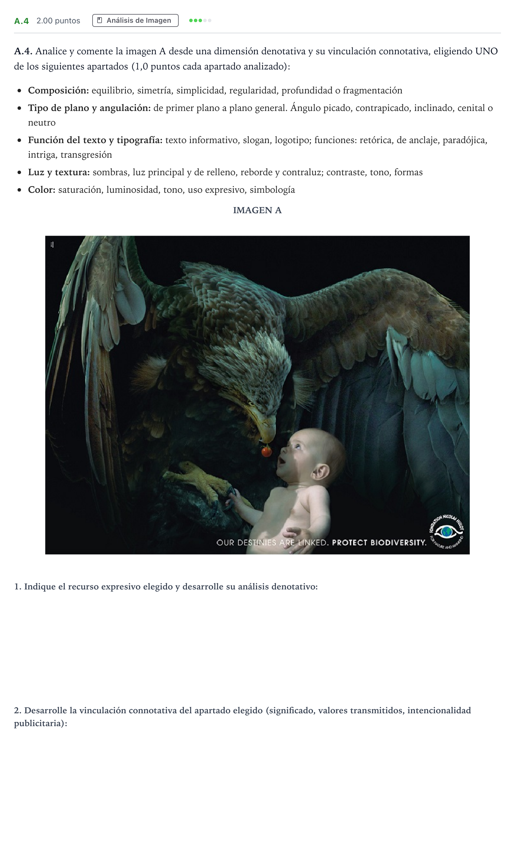 Enunciado: Ejercicio A.4 · Cultura Audiovisual II PAU Madrid Modelo 2023